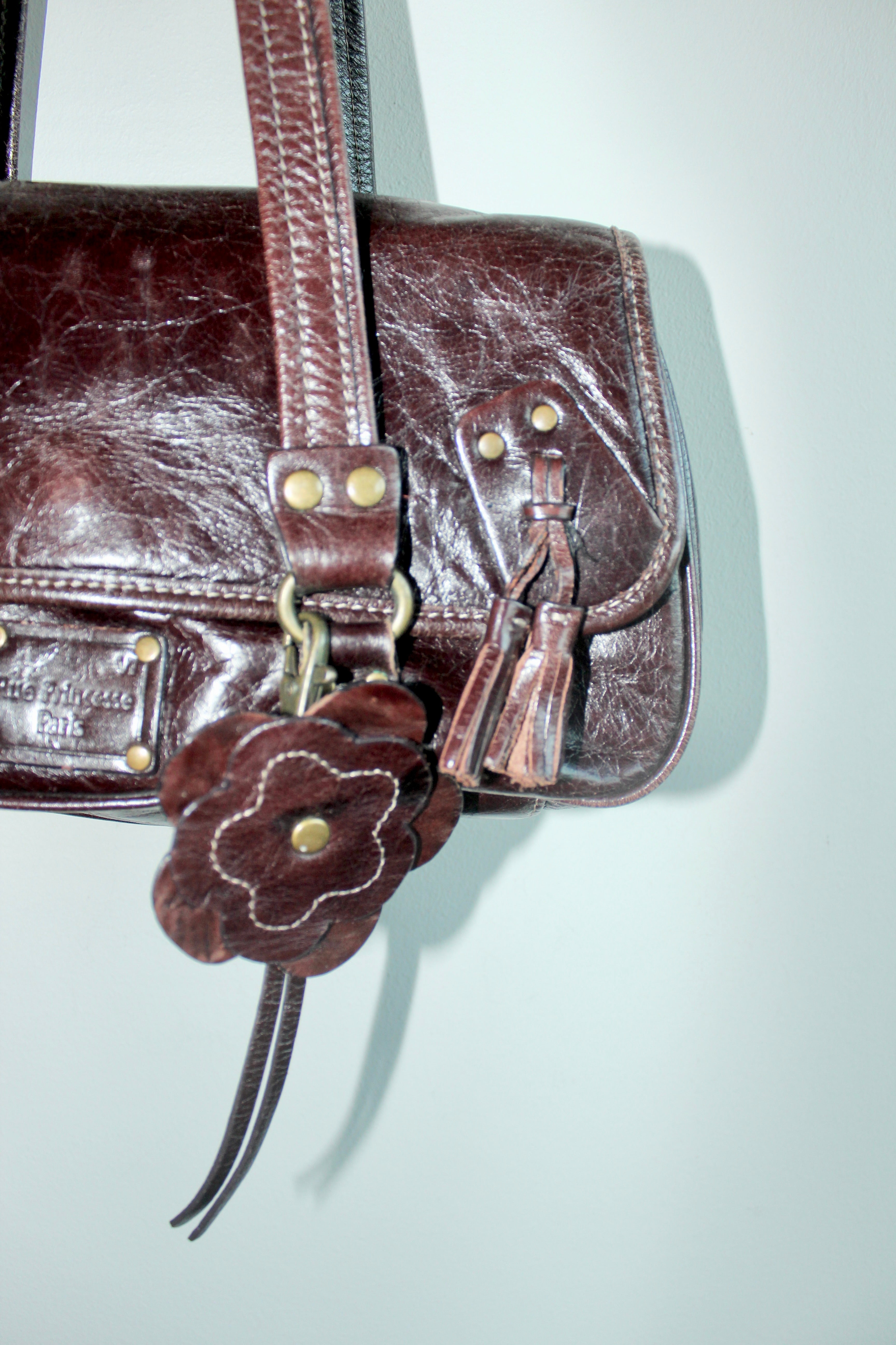 Vintage Parisian Leather Chocolate Purse