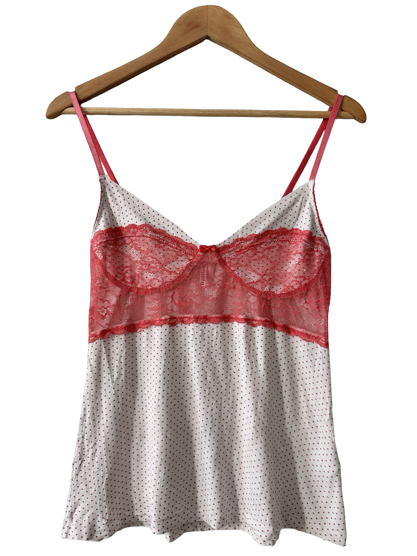 Vintage Y2K French Cherry Kiss Lace Camisole (M)