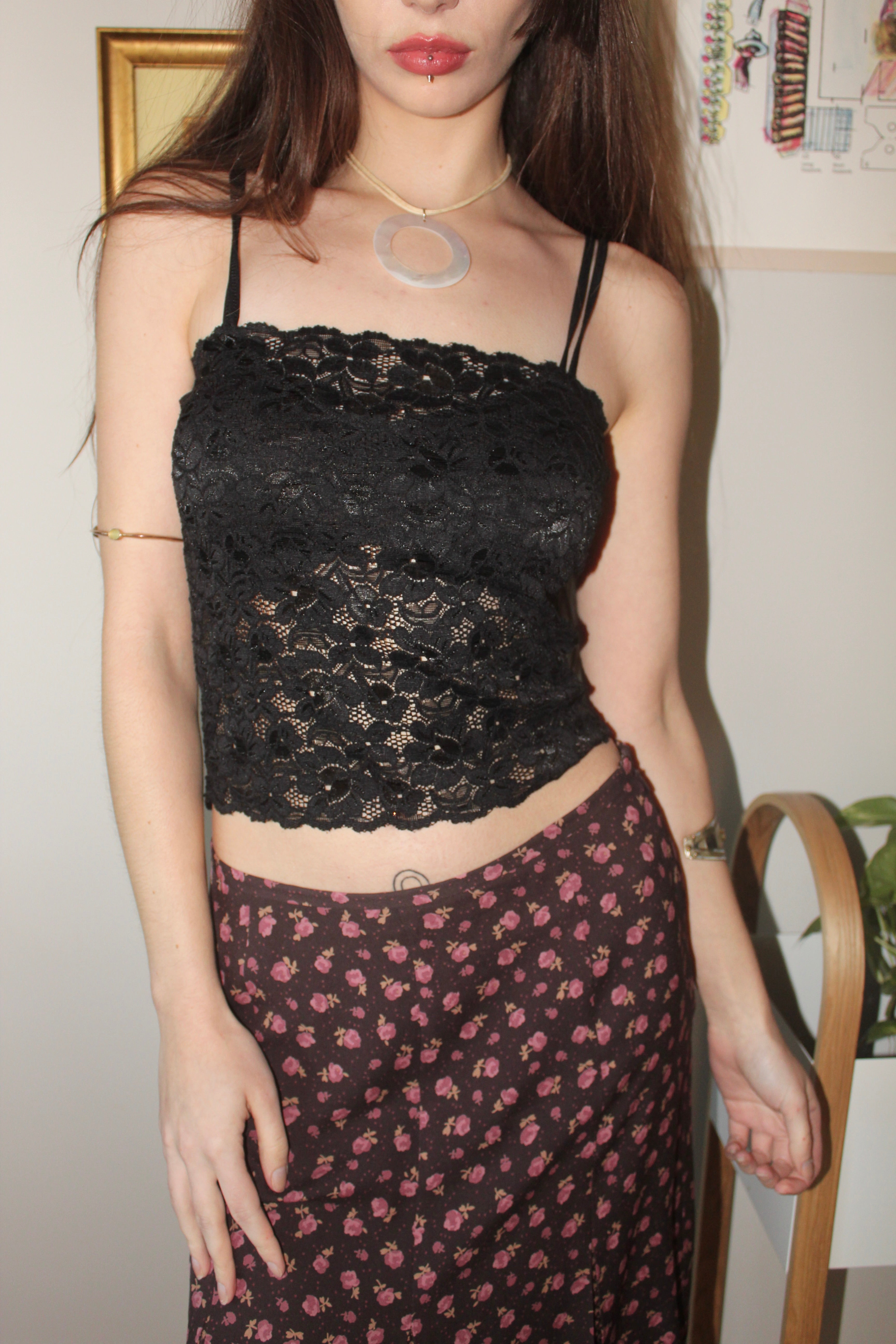 Vintage 90s Double Strap Lace Cami (S/M)