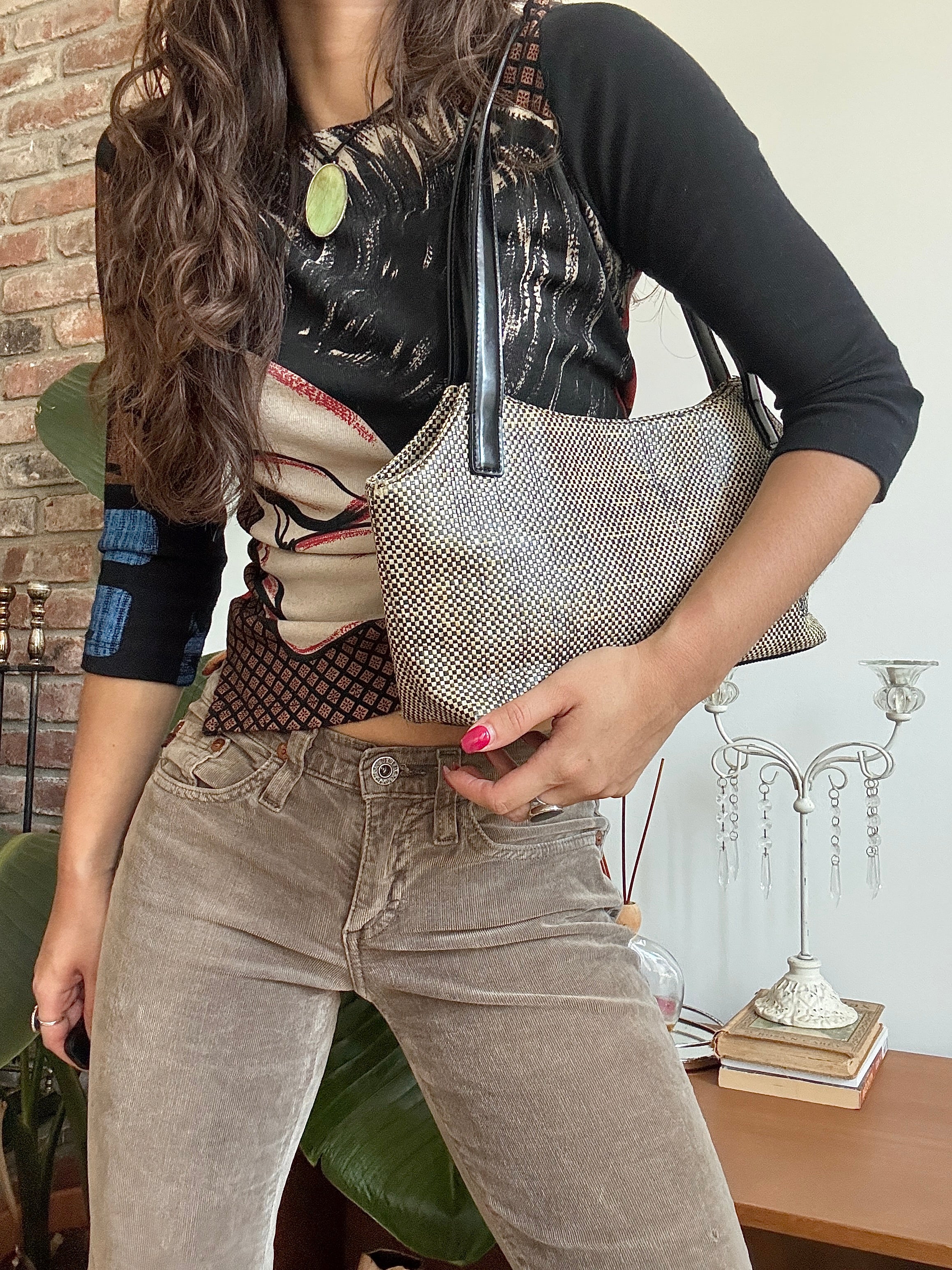 Vintage Y2K City DKNY Woven Shoulder Bag