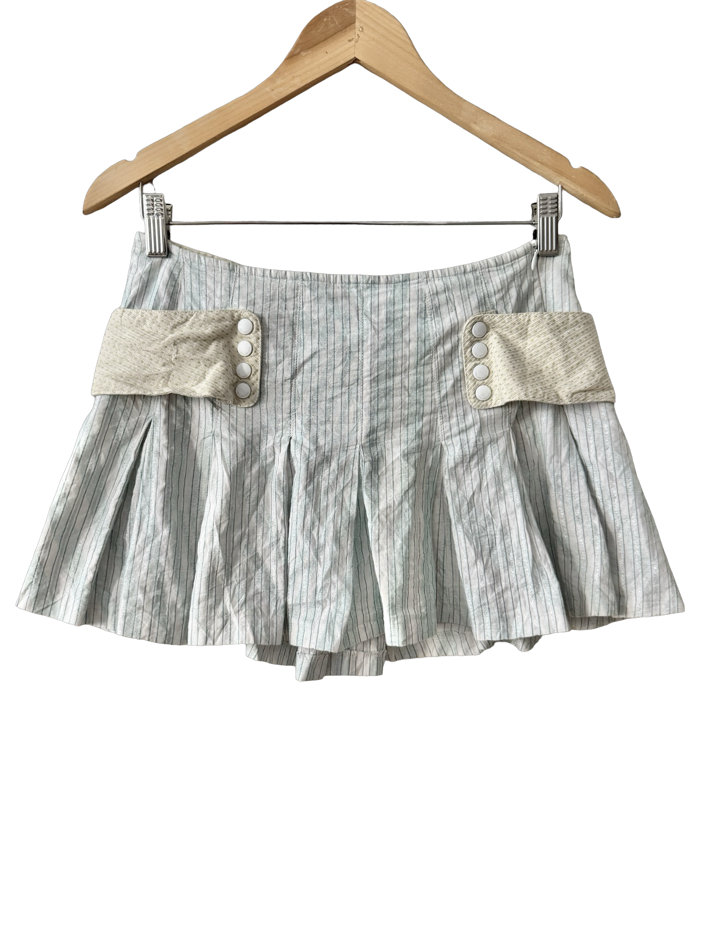 Vintage 90s Custo Barcelona Pinstripe Pleated Mini Skirt (XS/S)