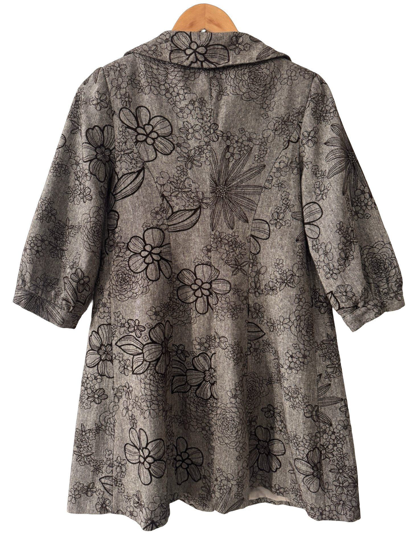 Vintage Y2K Parisian Ink Floral Swing Coat (S)