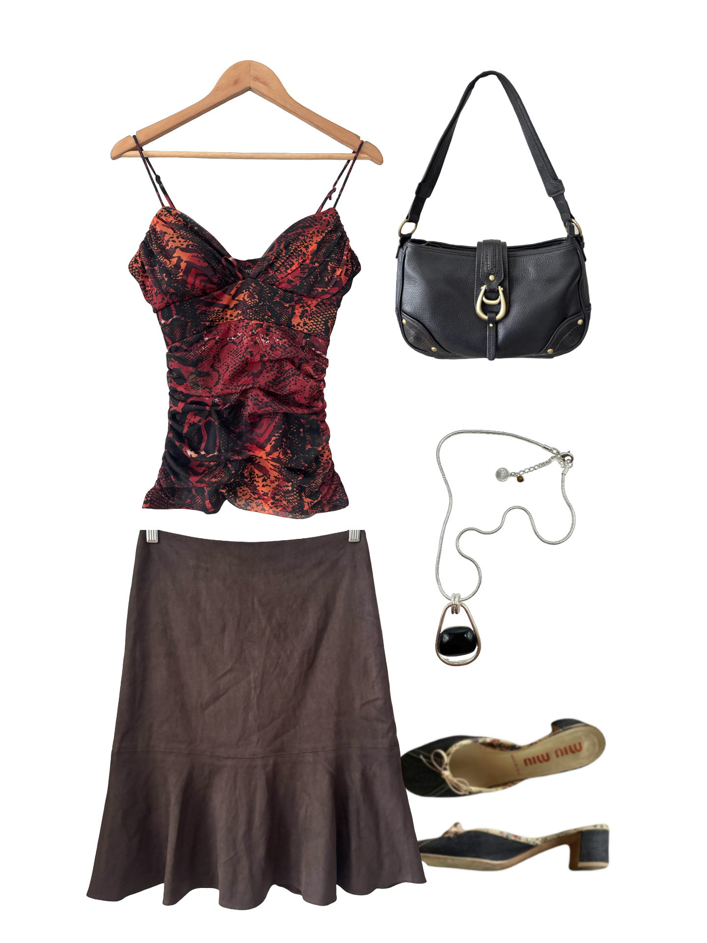 Vintage Y2K Cocoa Afterparty Midi Skirt (XS)