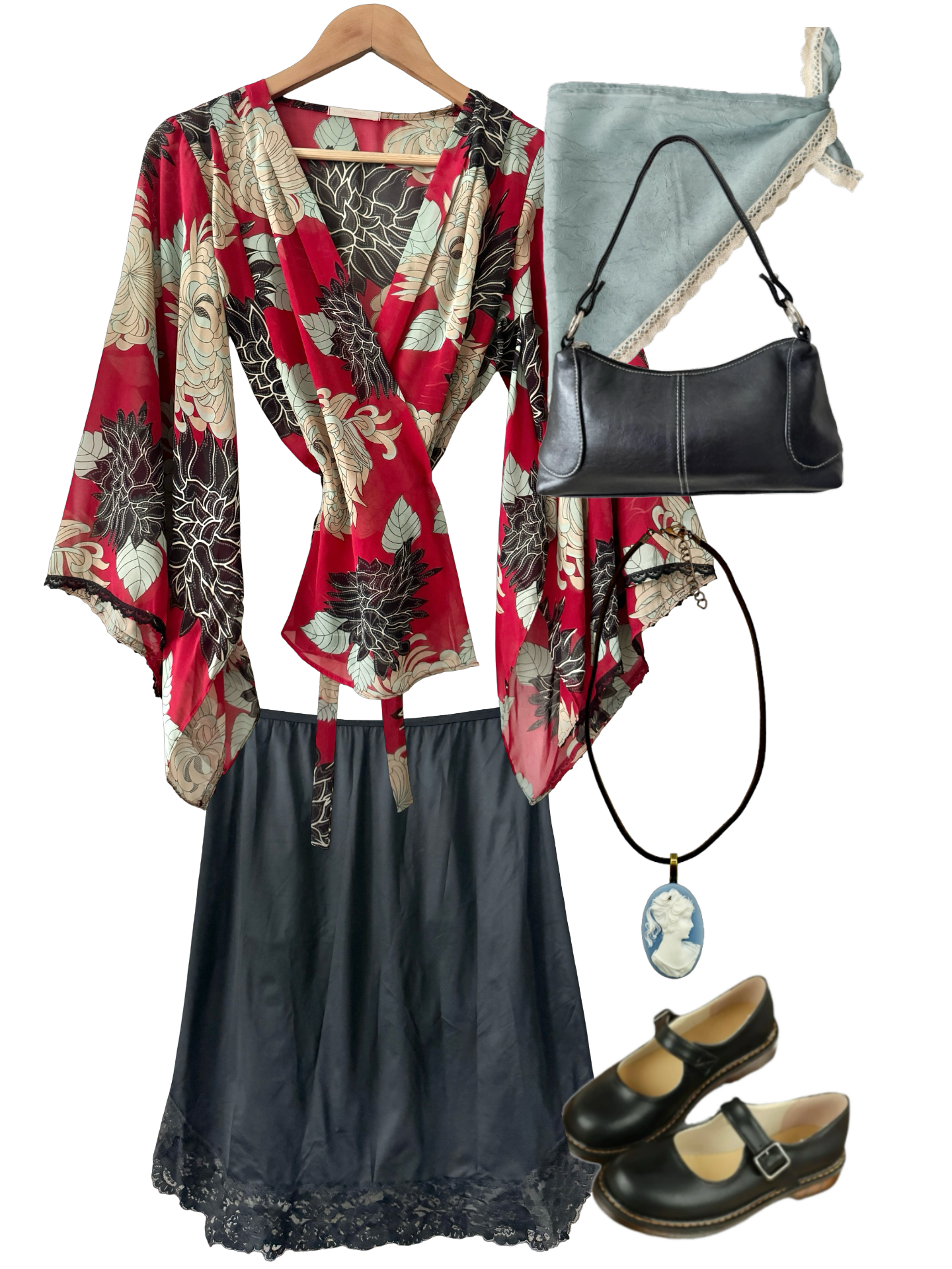 Vintage 90s Boho Flared Kimono Wrap Top (M-L)