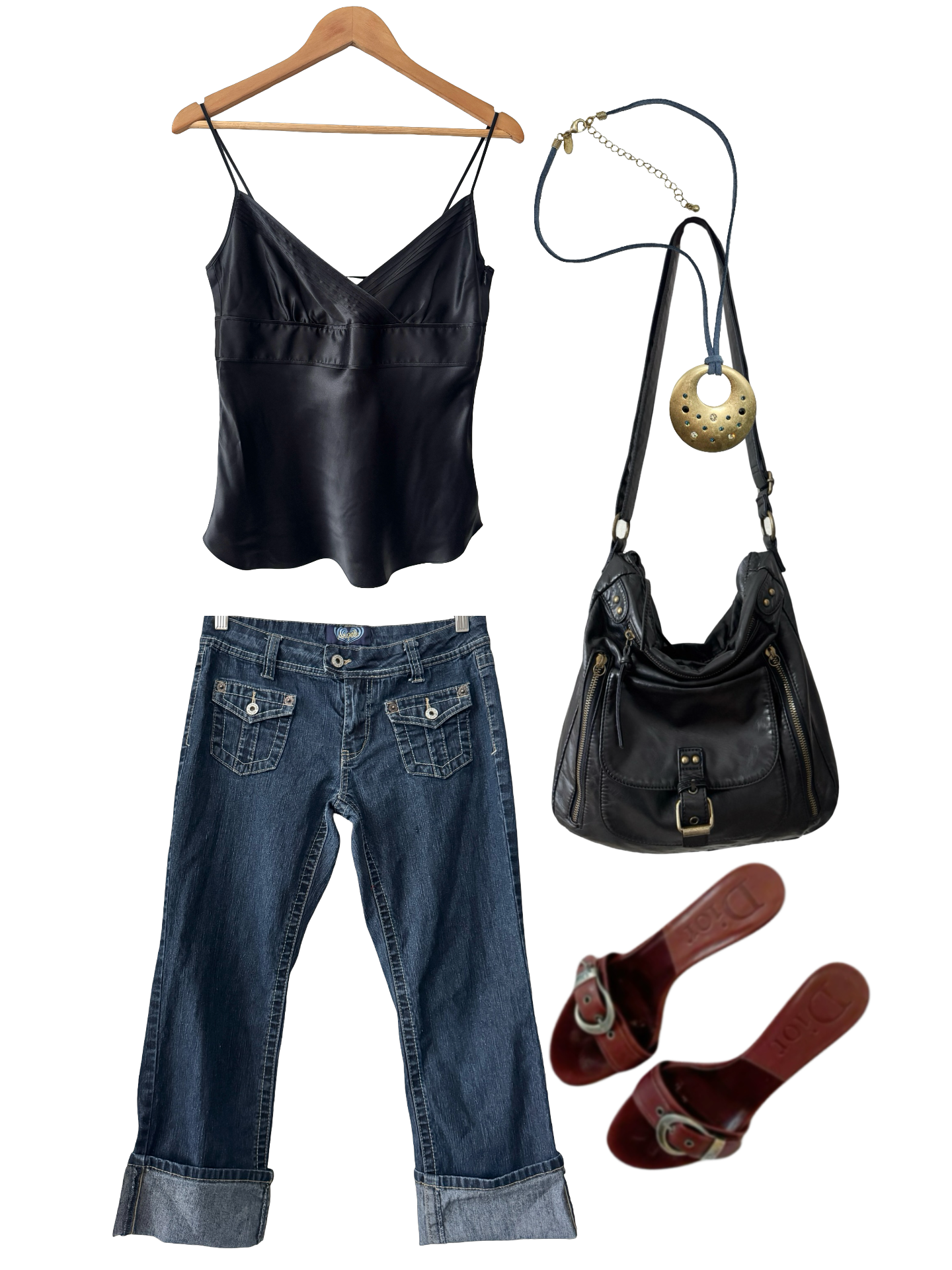 Vintage Y2K Midnight Silk Cami (S/M)