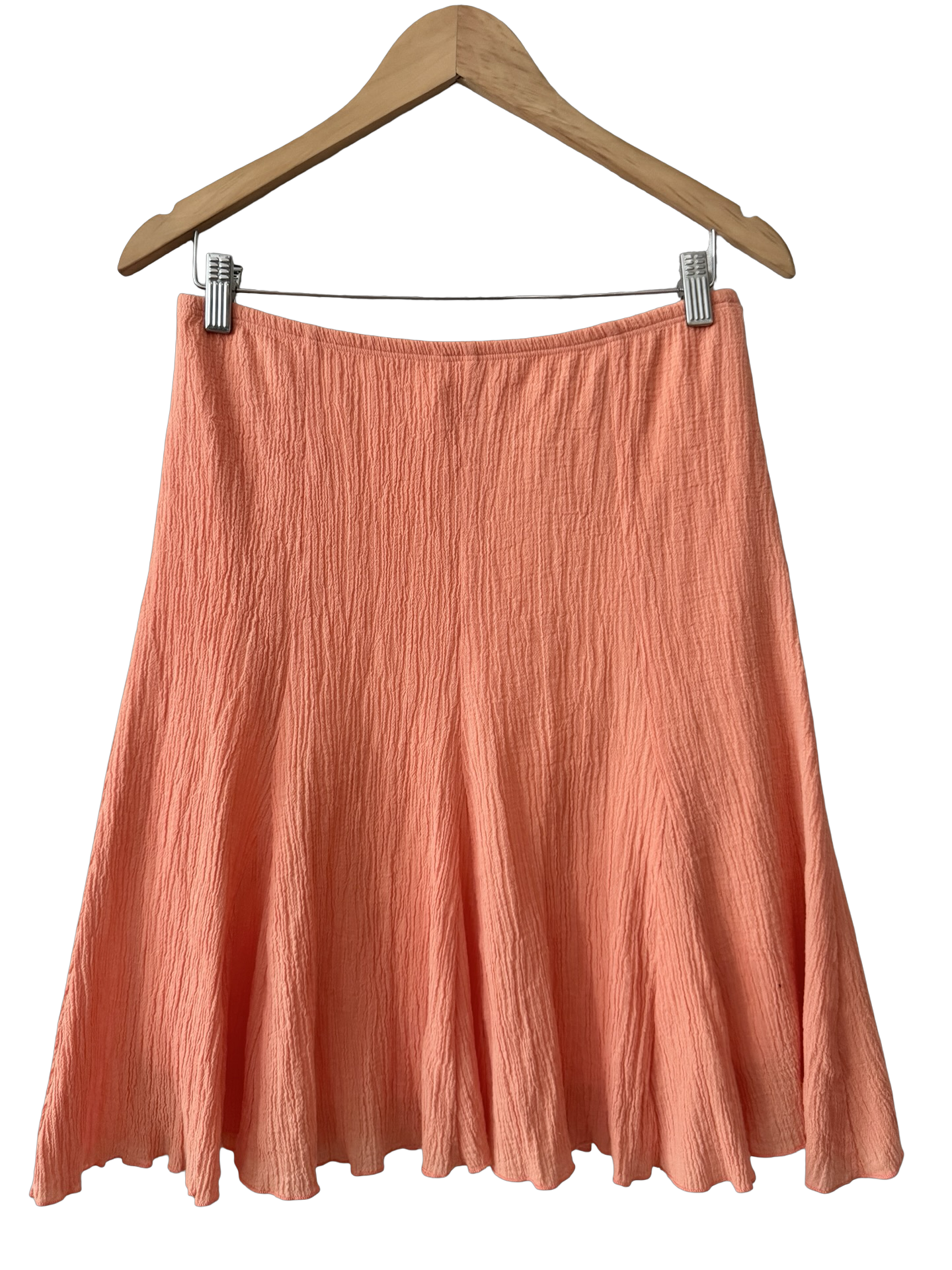 Vintage 90s Peachy Textured Bloom Midi Skirt (S/M)