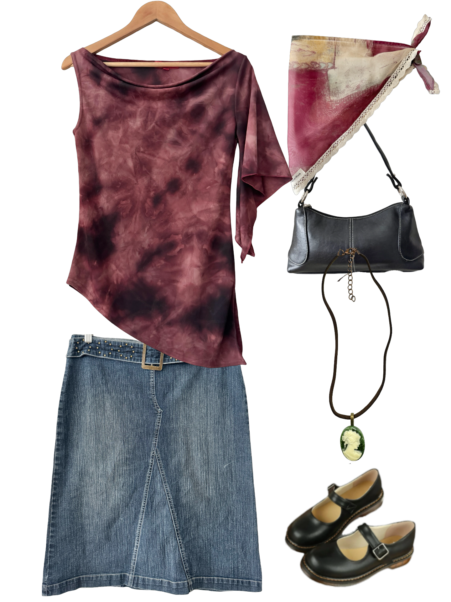 Vintage Y2K Bordeaux Asymmetrical Top (L)