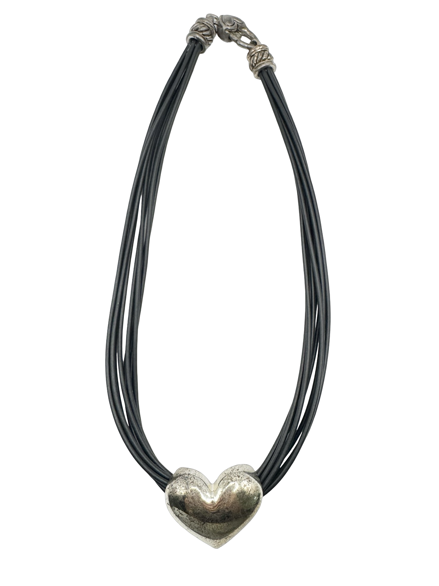 Vintage Sculpted Heart Collar Necklace
