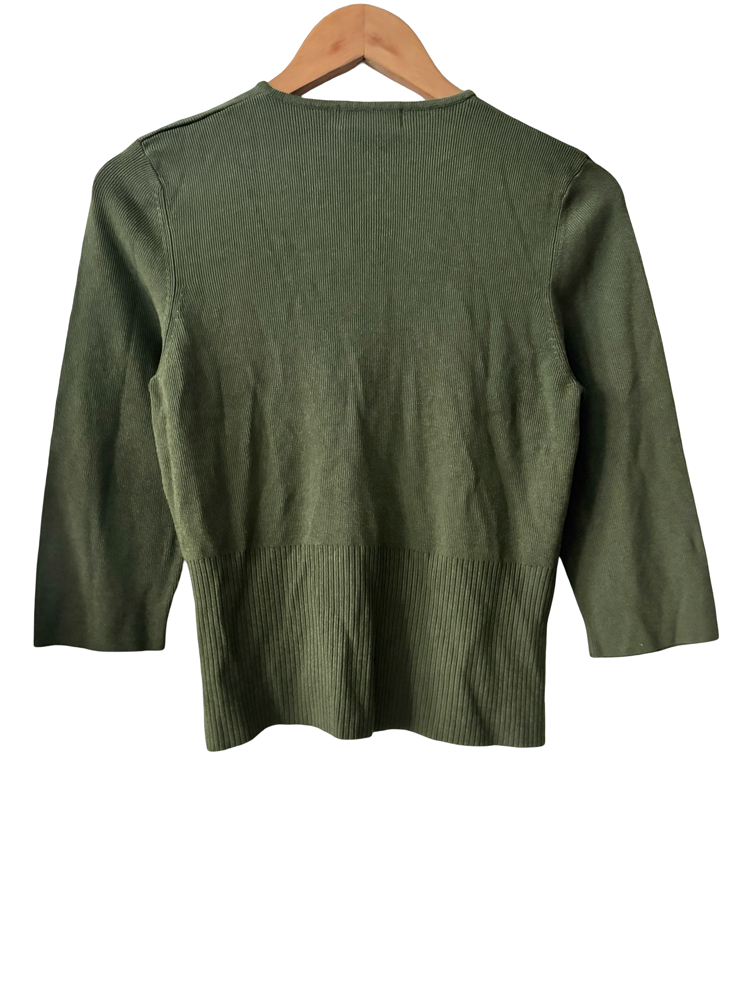 Vintage Y2K Olive Ribbed Sculpted Knit Top (M/L)