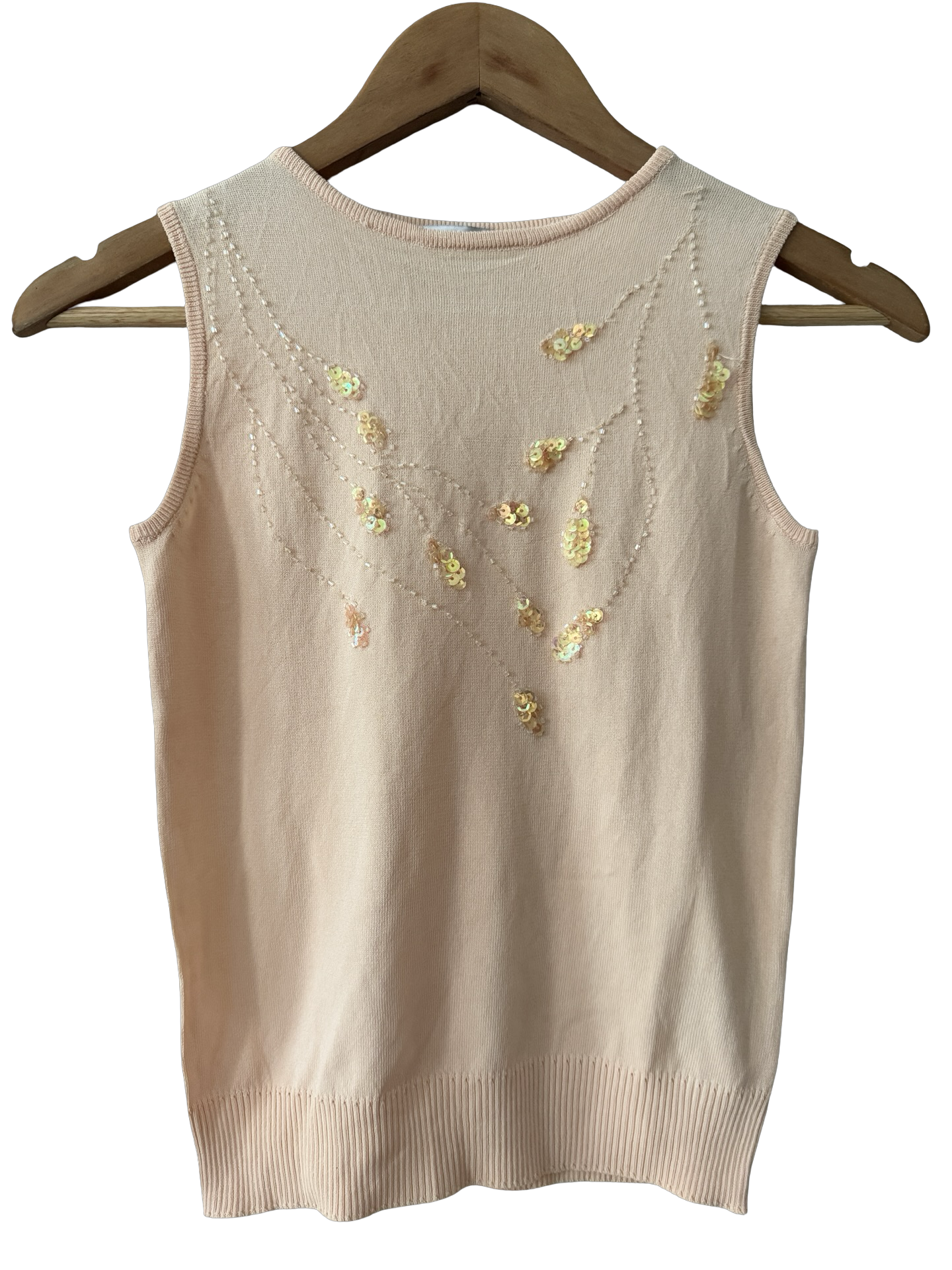 Vintage Y2K Peach Sequin Knit Tank (S)