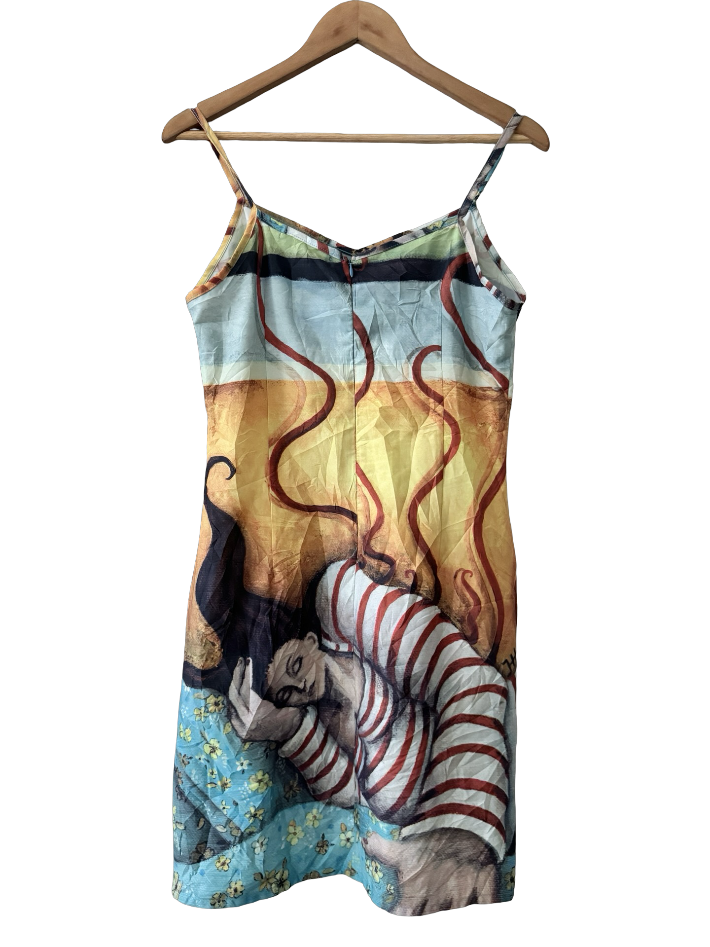 Vintage Y2K European Gallery Girl Art Print Midi Dress (M)