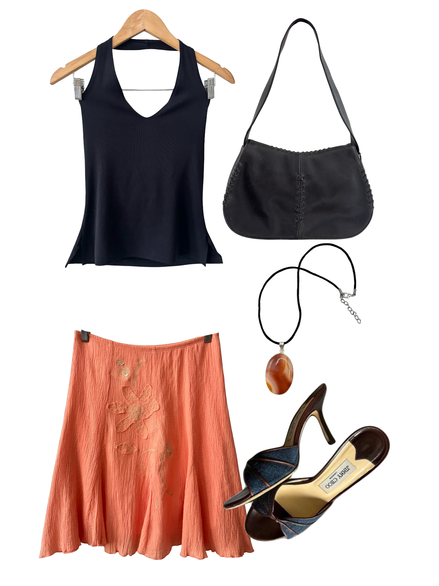 Vintage 90s Peachy Textured Bloom Midi Skirt (S/M)