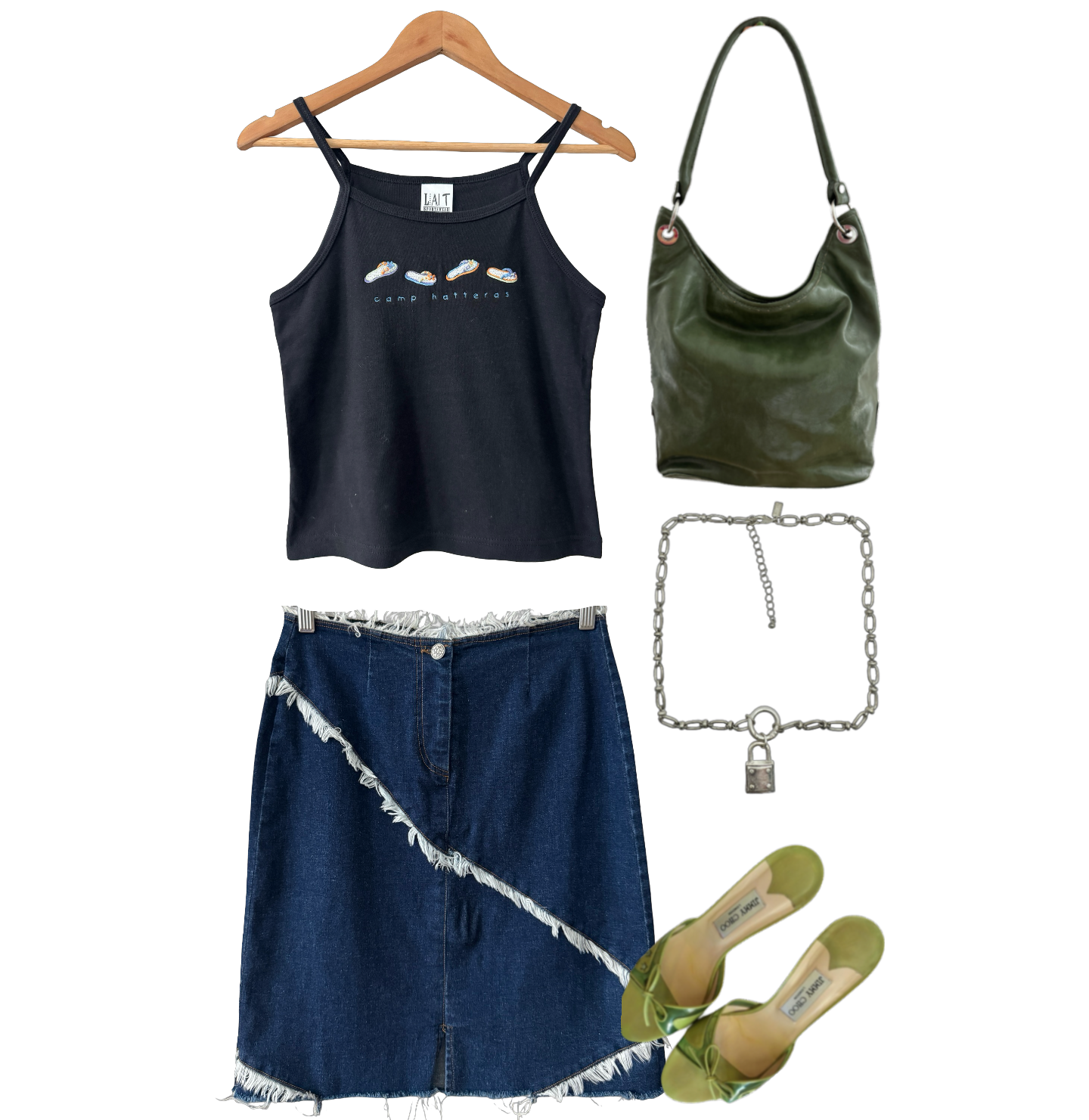 Vintage 90s Indie Raw Edge Denim Midi Skirt (S)