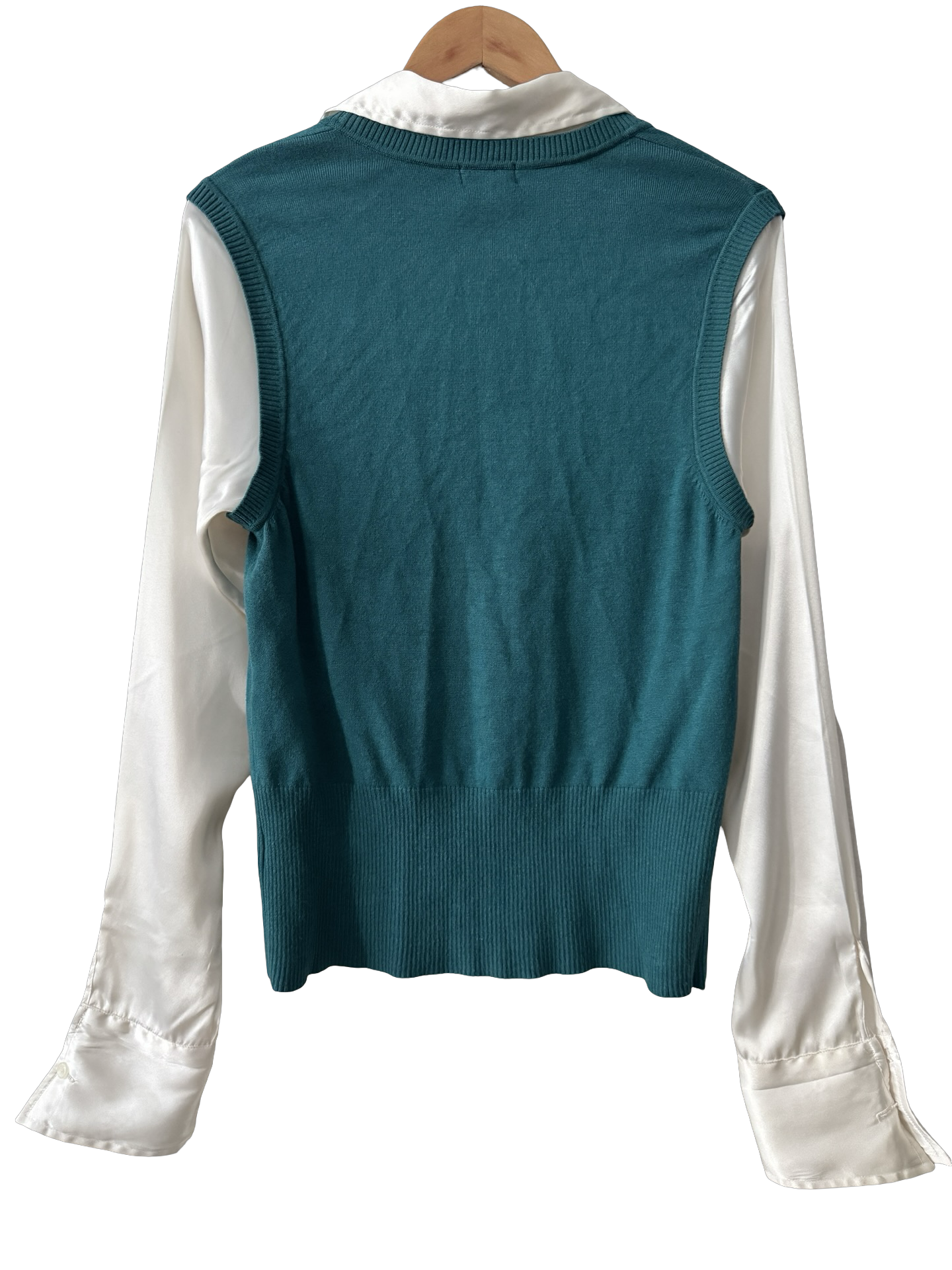 Vintage Y2K Emerald Prep Layered Sweater Blouse (M)