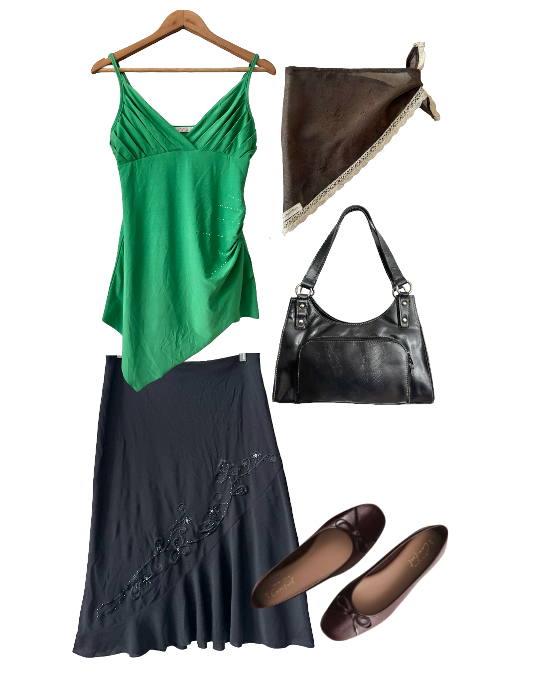 Vintage Y2K Midnight Vine Midi Skirt (M-L)