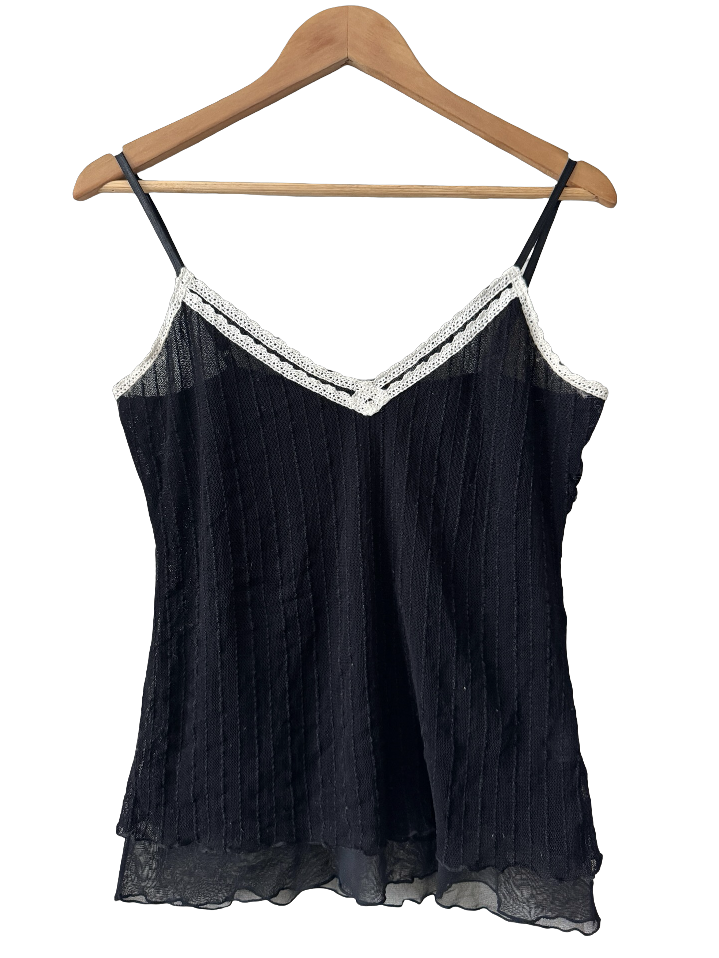 Vintage 90s Midnight Lace Trim Cami (L)