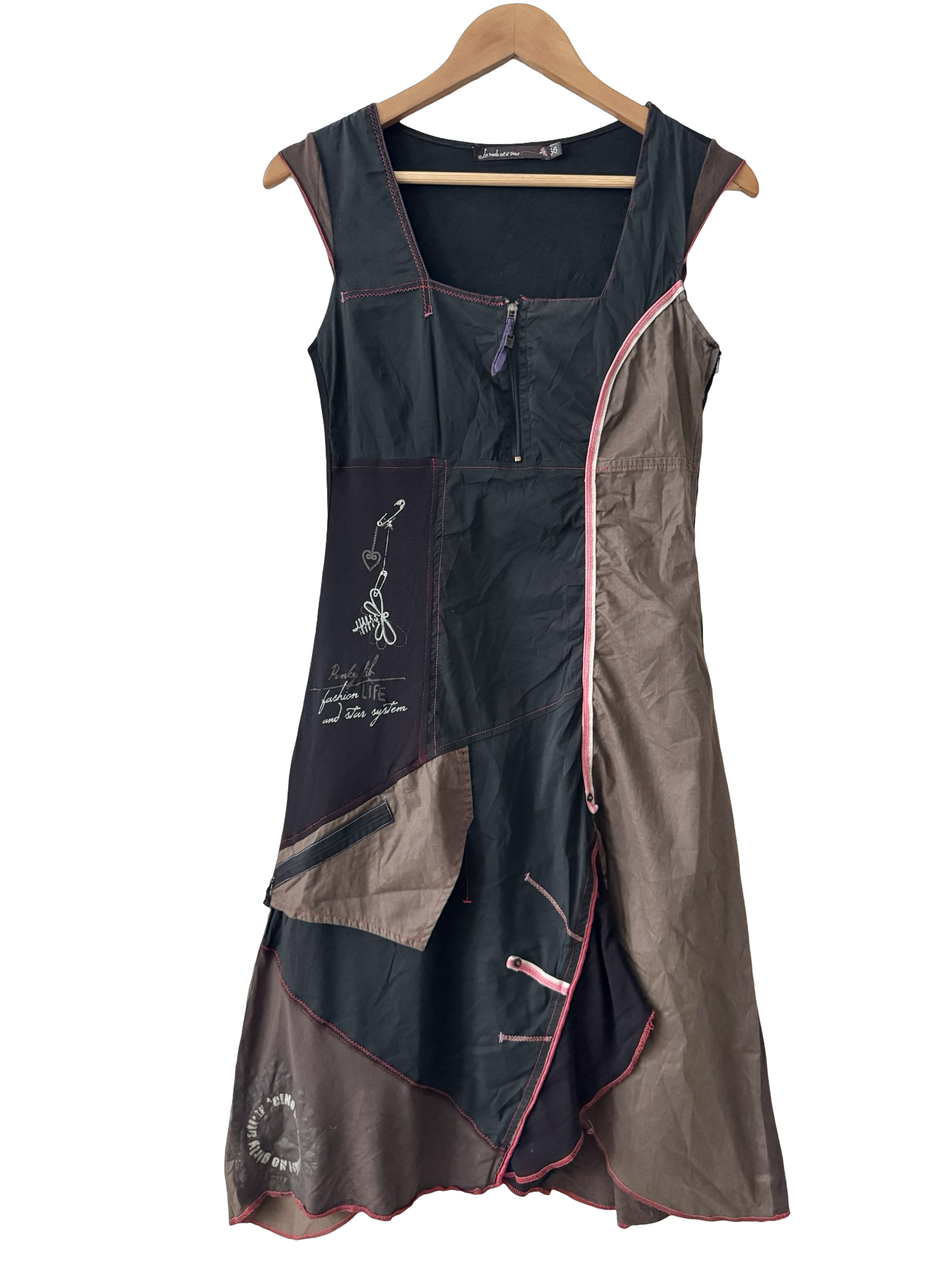 Vintage Y2K French Deconstructed Indie Midi Dress (S-M)