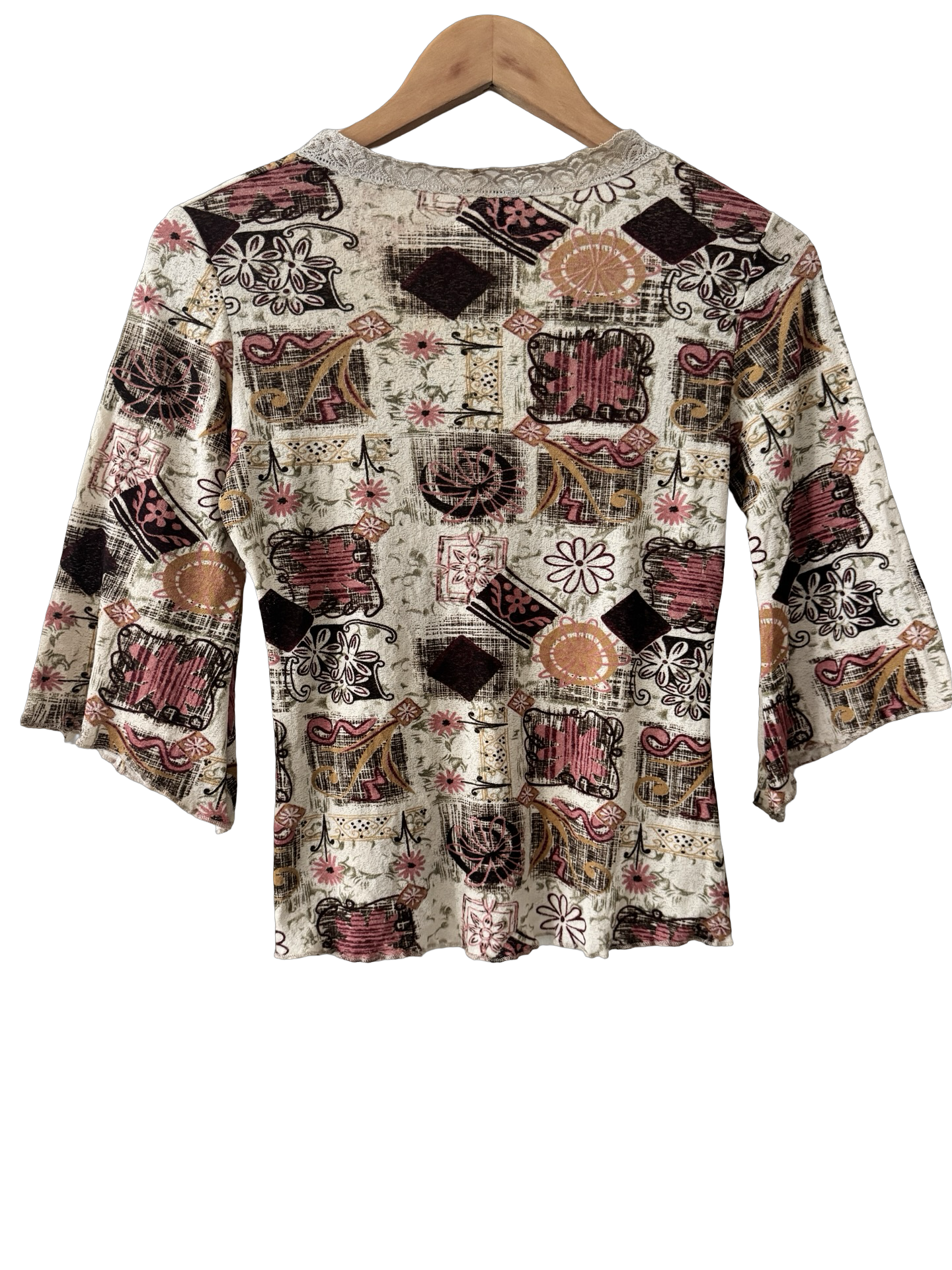 Vintage 90s Patchwork Garden Lace Top (M)