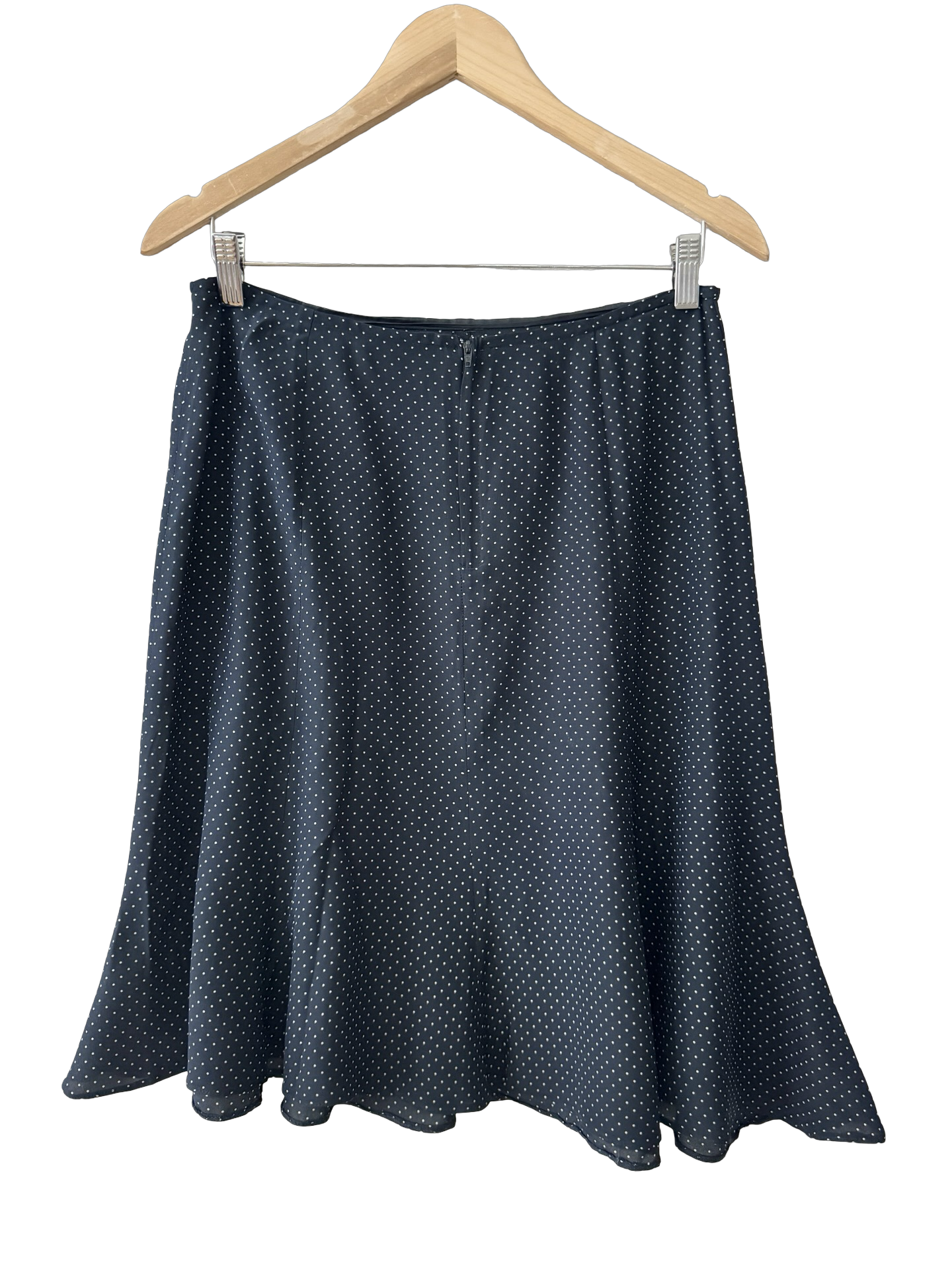 Vintage 90s Midnight Polka Silk Slip Skirt (M)