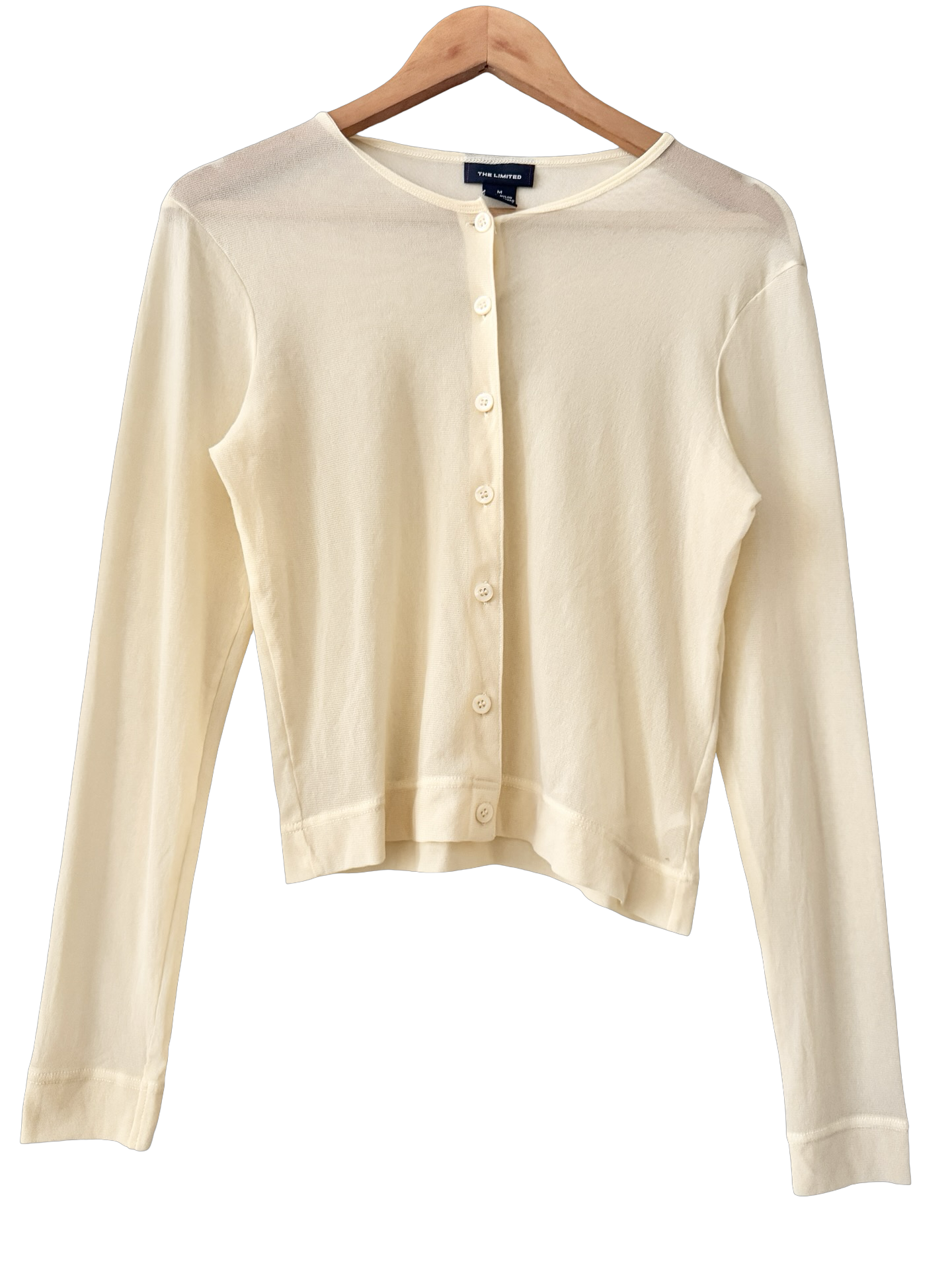 Vintage Y2K Buttercream Sheer Cardigan (M)