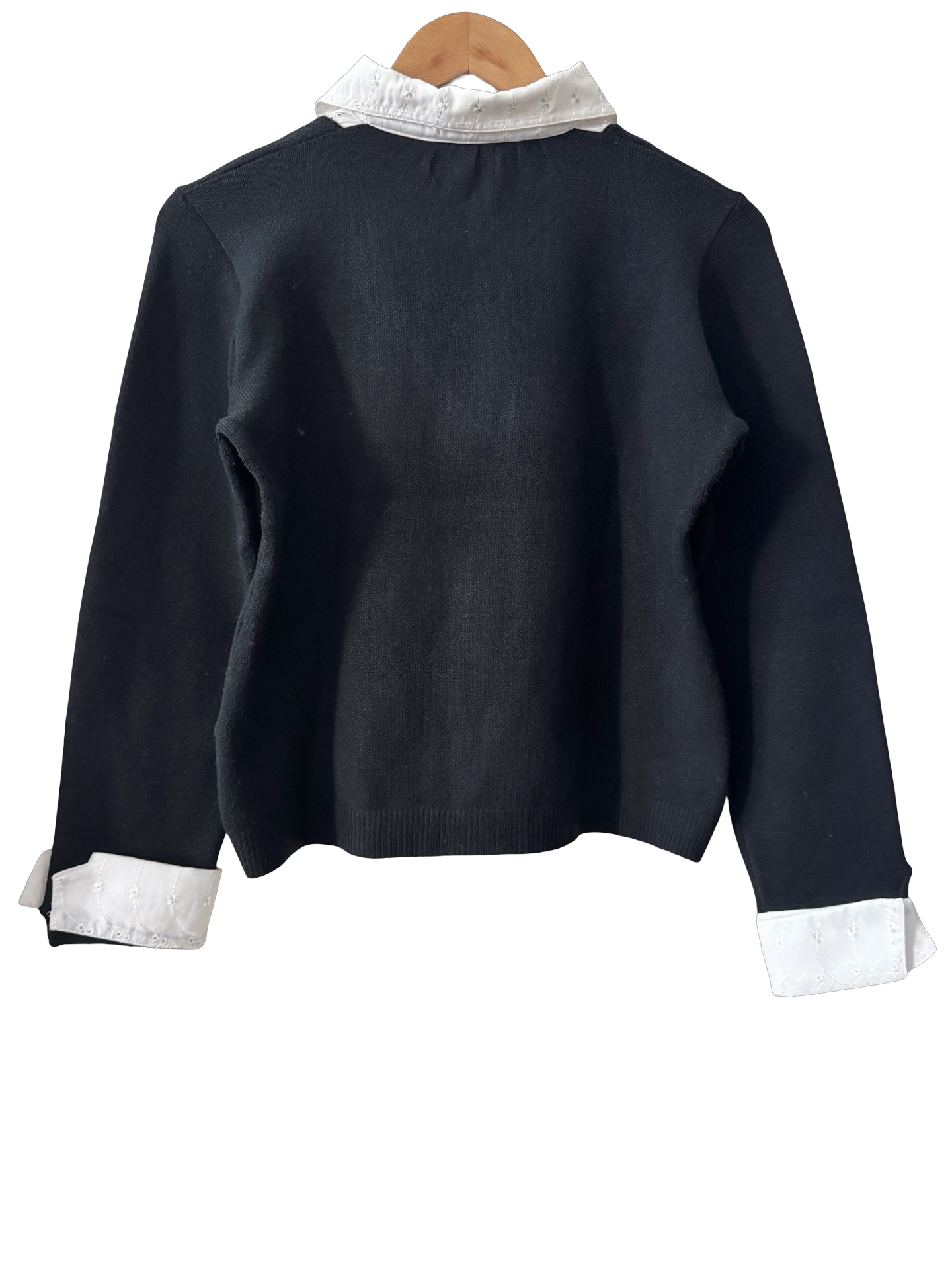 Vintage 90s Black Tie Eyelet Collar Knit (M/L)