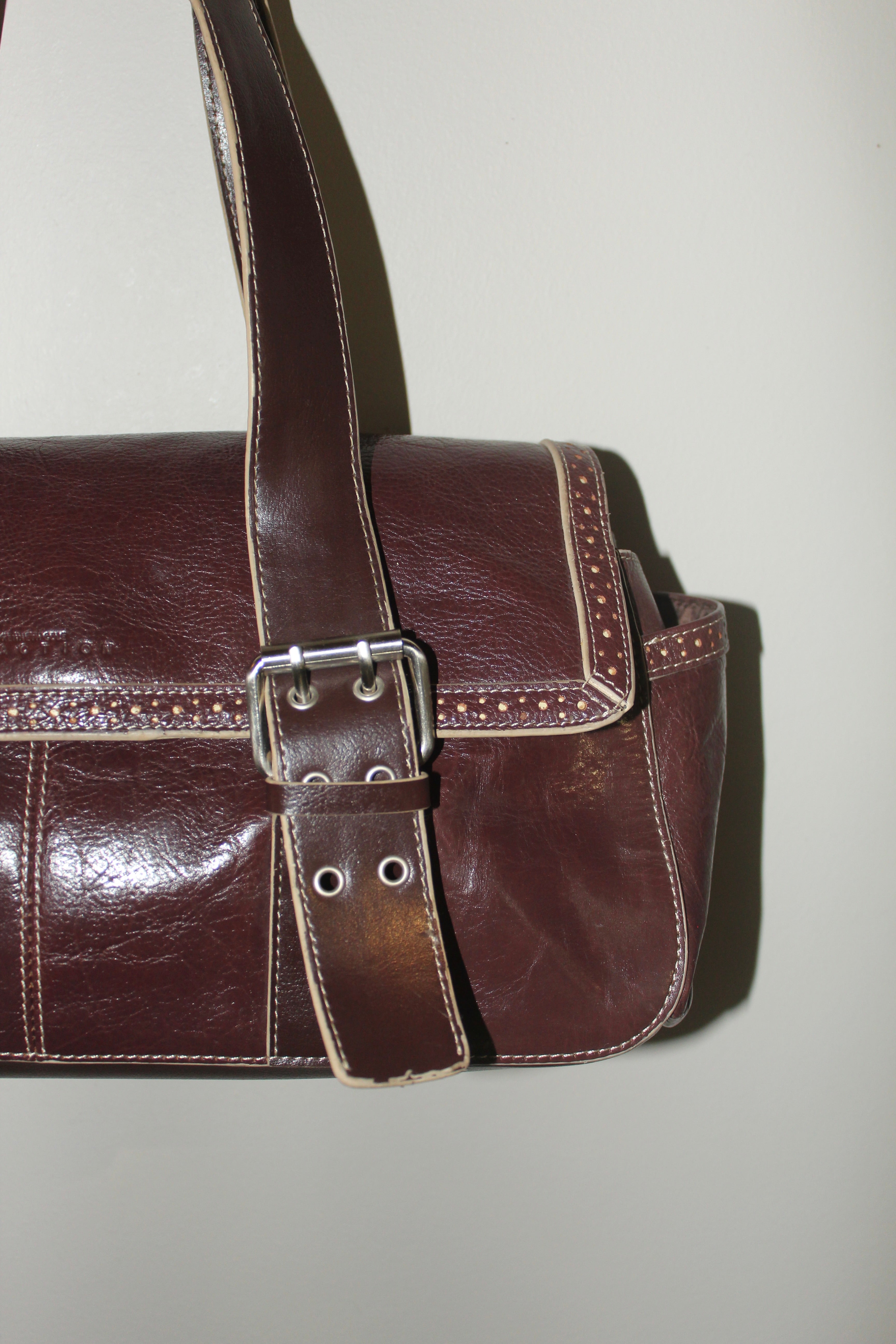 Vintage 90s Chocolate Leather Messenger Purse