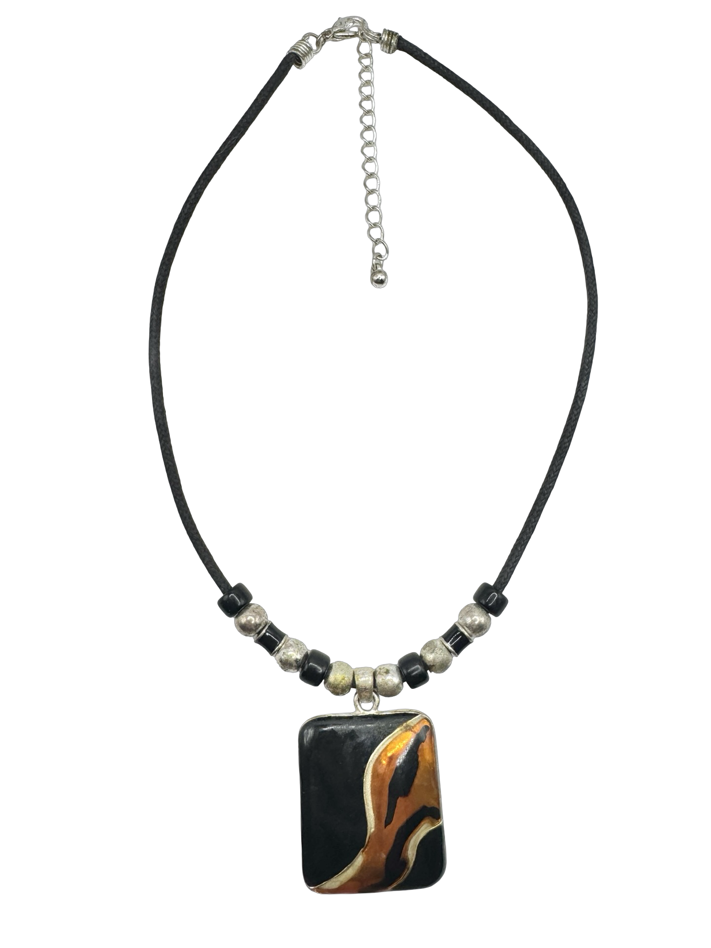 Vintage Y2K Amber Noir Abstract Pendant Necklace