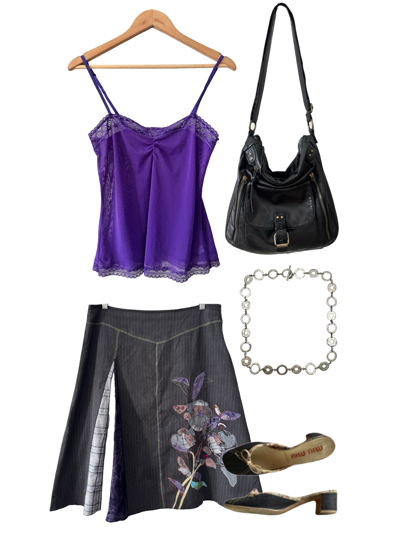 Vintage Y2K French Violet Lace Sheer Cami (S)