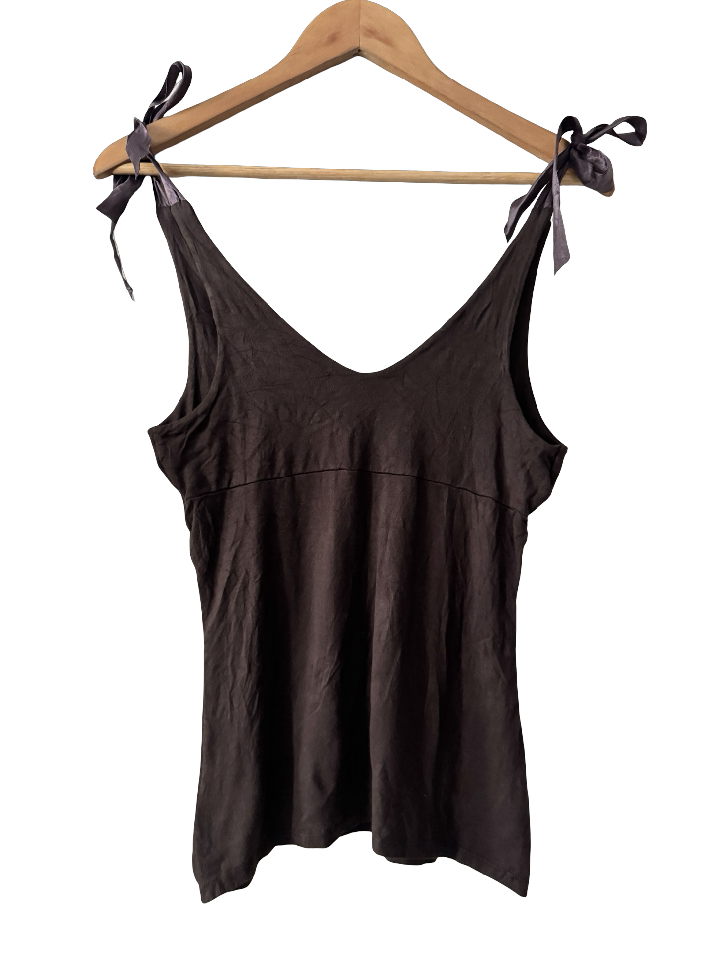 Vintage Y2K Chocolate Ribbon Tie Top (S)