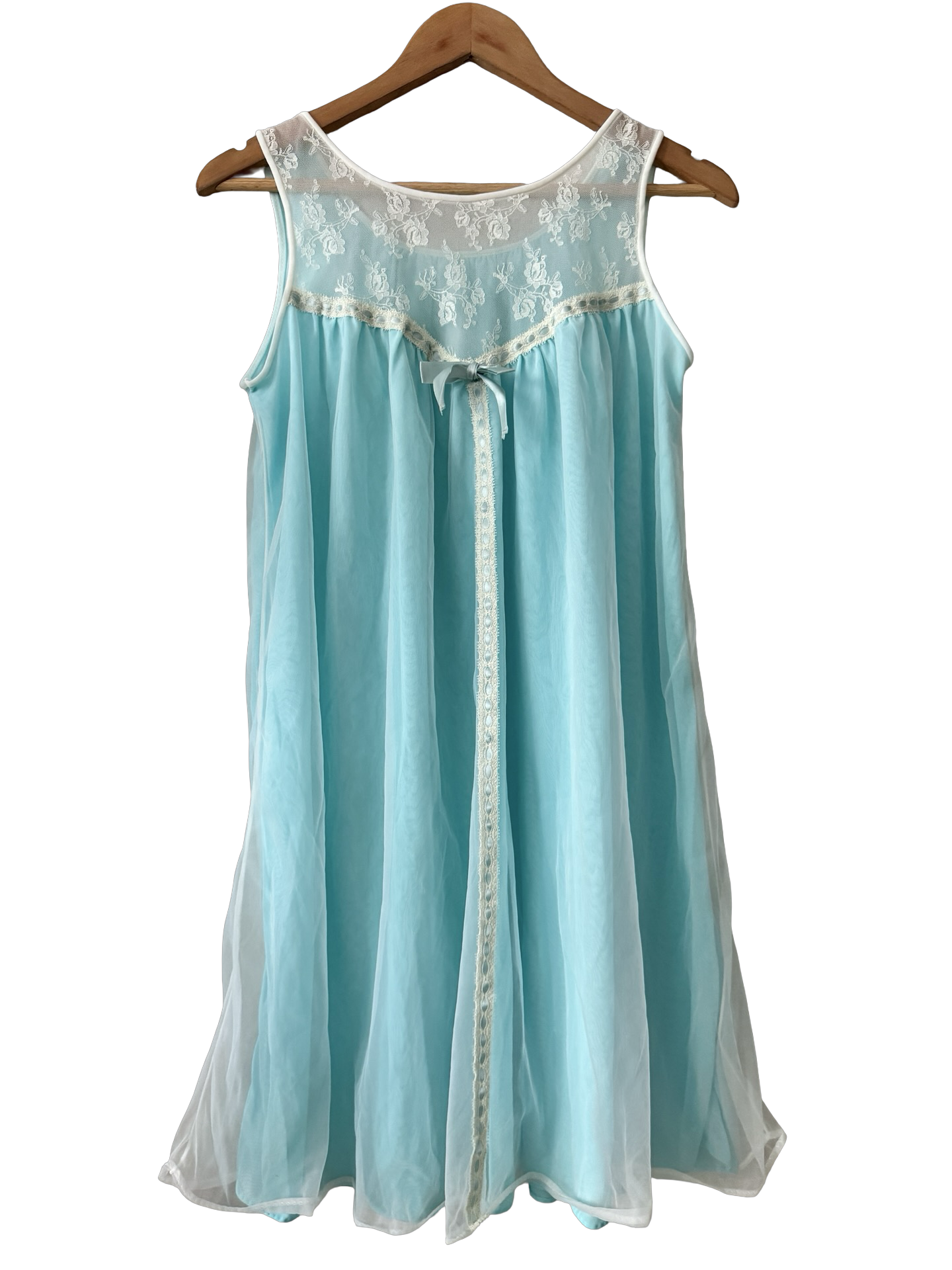 Vintage 60s Aqua Lace  Mini Dress (M)