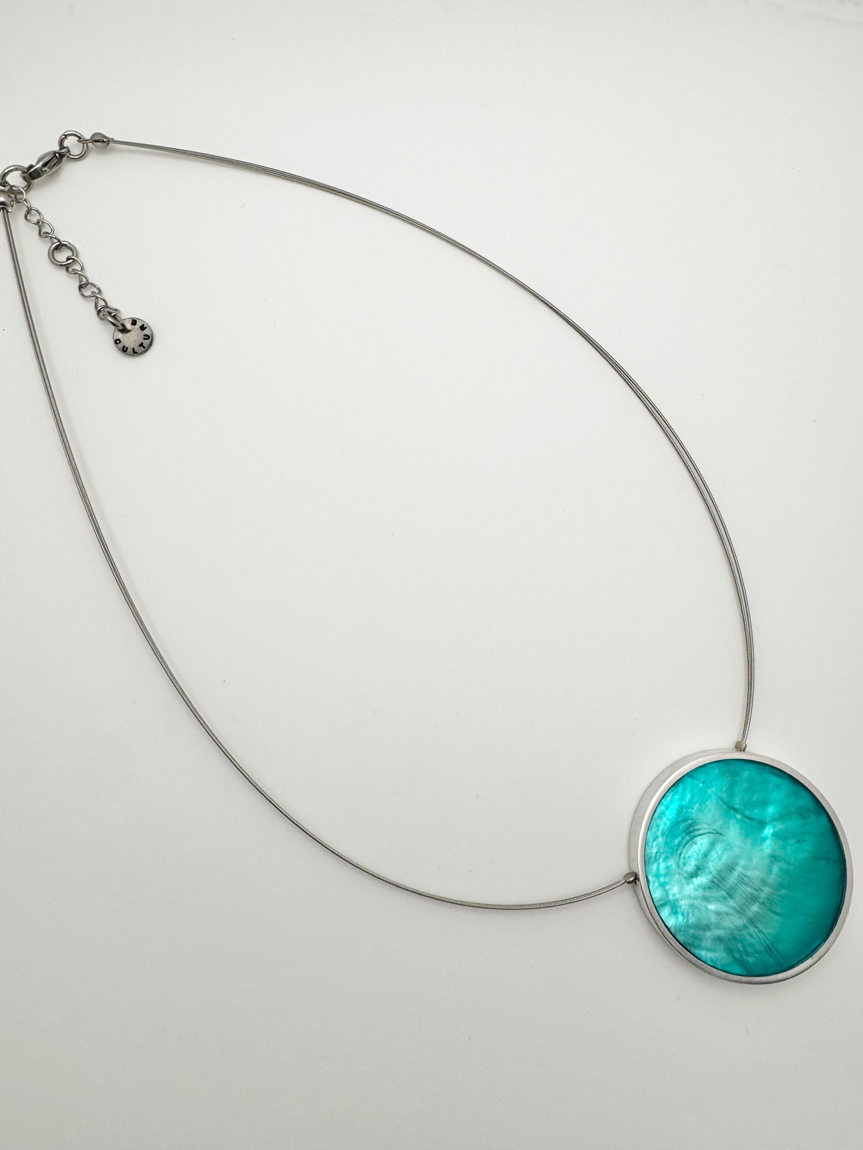 Two-Toned Circle Gem Necklace