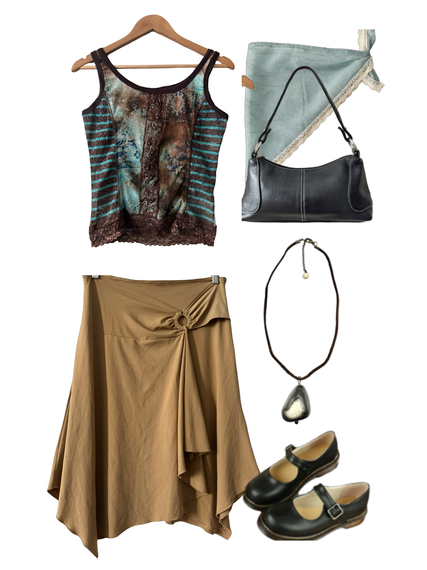 Vintage Y2K Golden Hour Ring Detail Asymmetrical Skirt (M)