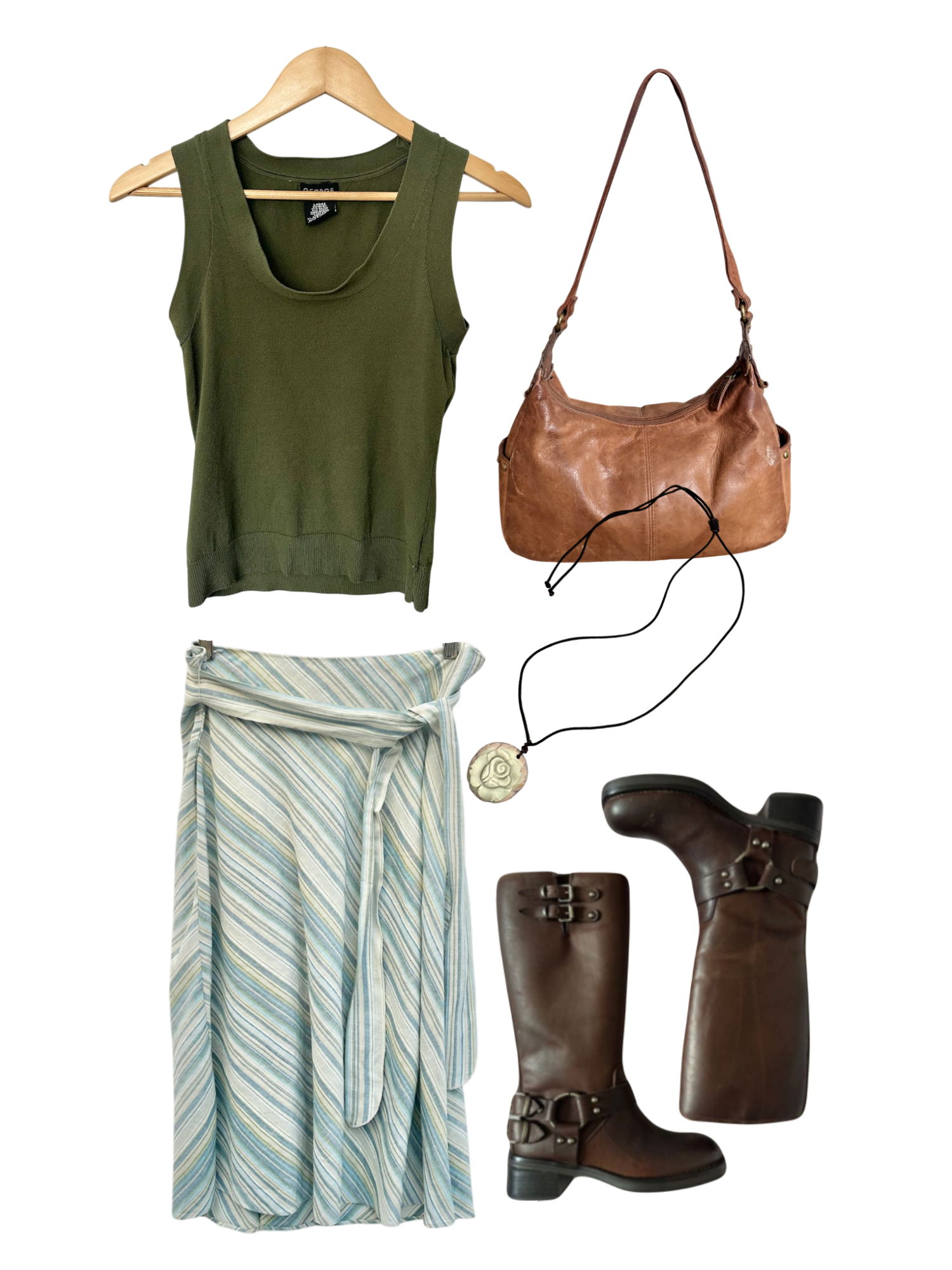 Vintage Y2K Tie Soft Stripe Wrap Skirt (M)