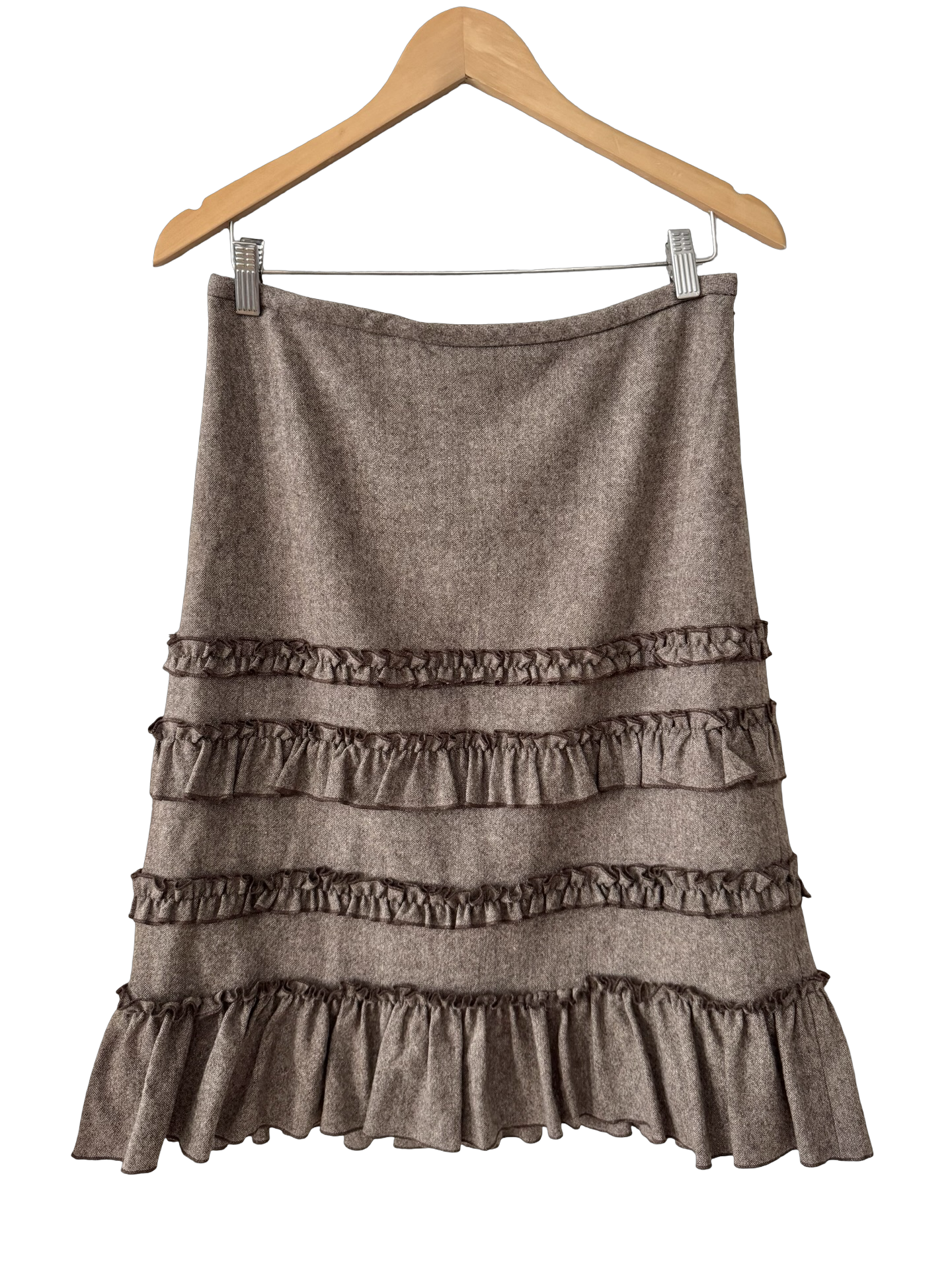 Vintage Y2K Cocoa Ruffle Tiered Skirt (M)