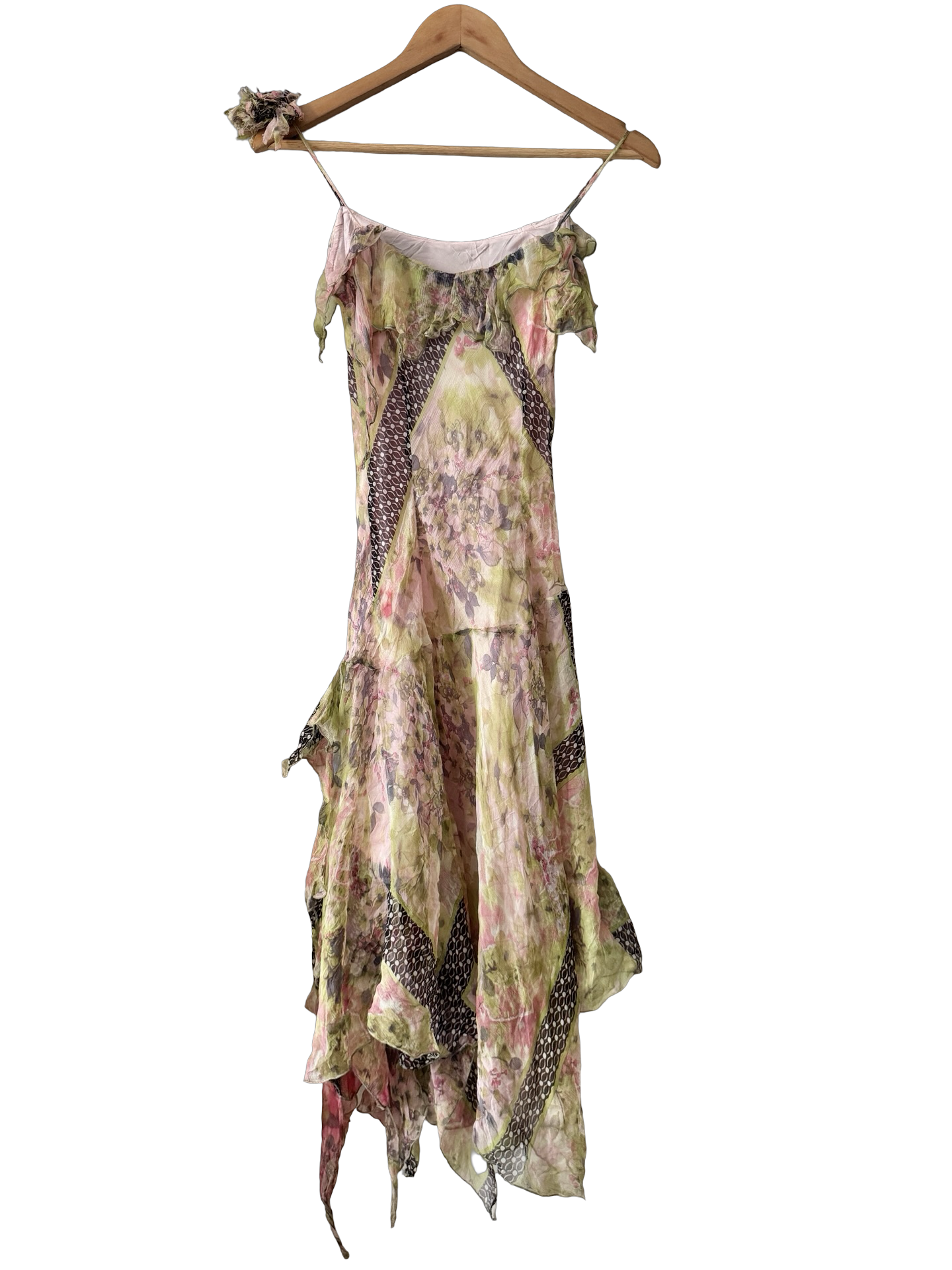 Vintage 90s Parisian Lost Garden Silk Dress (S)
