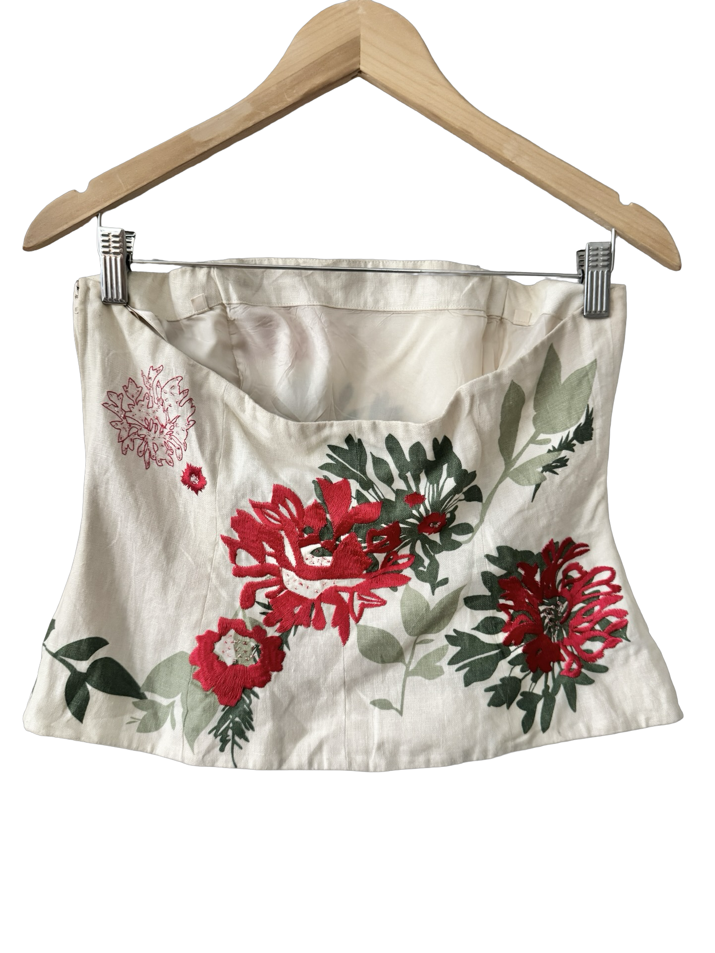 Vintage Coast Y2K Botanical Romance Strapless Top (M)