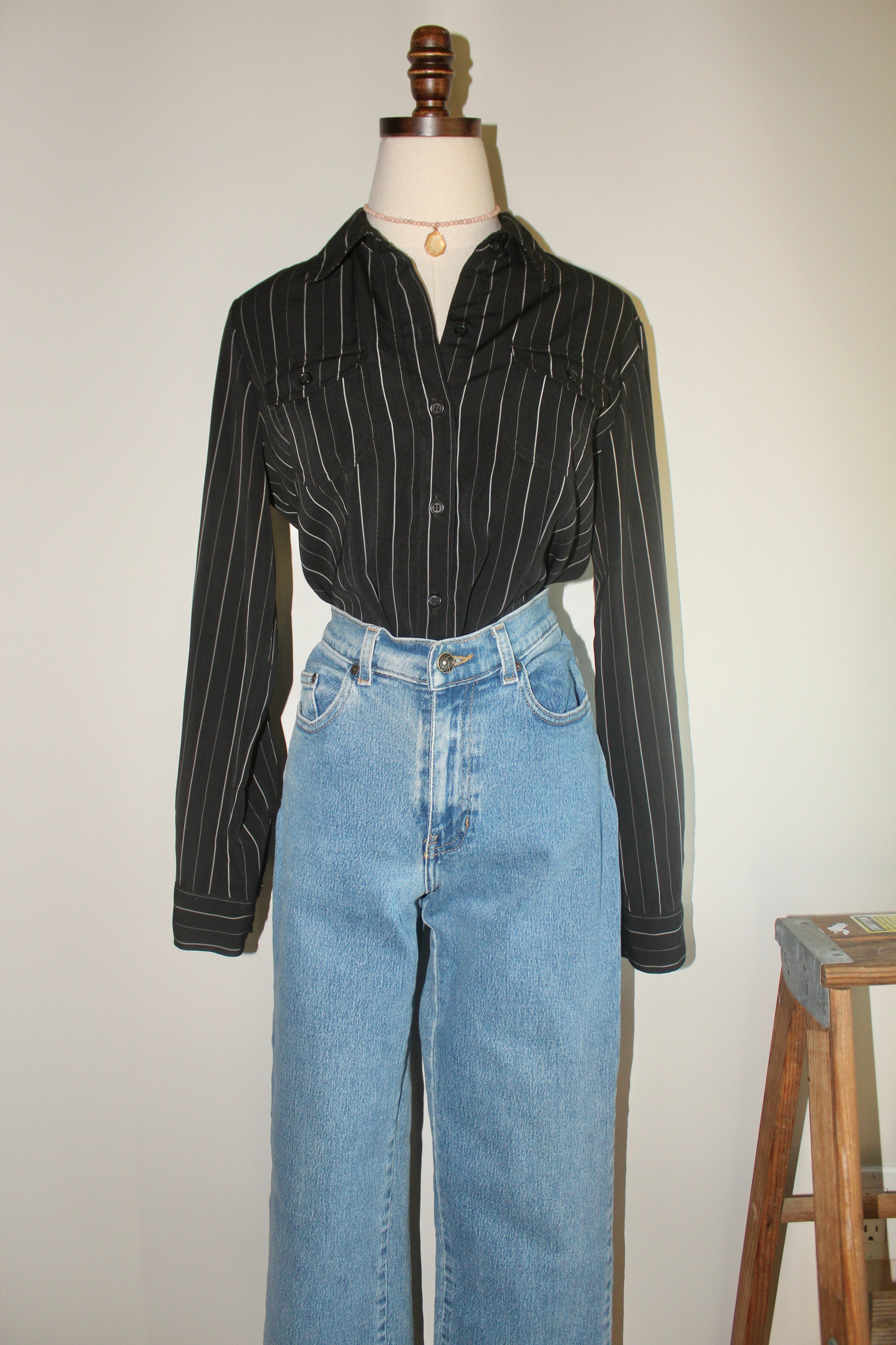 Vintage 90s Oversized Striped Button Up (M)