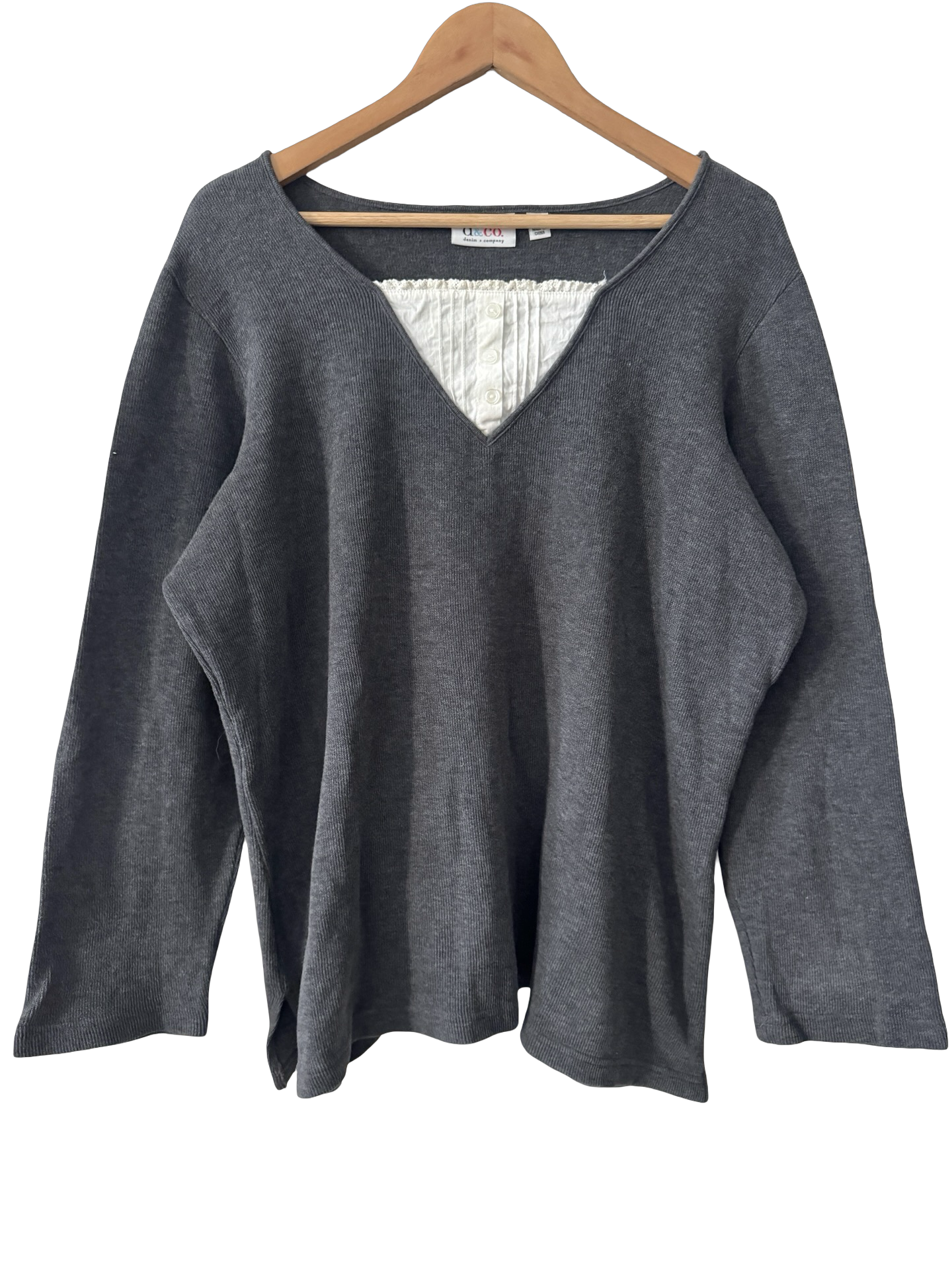 Vintage Y2KCharcoal Layered Illusion Knit Top (XL)