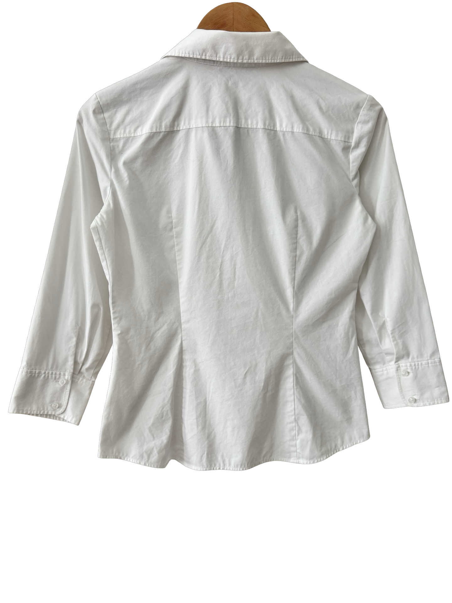 Vintage Crisp White Ruched Button-Up (M)