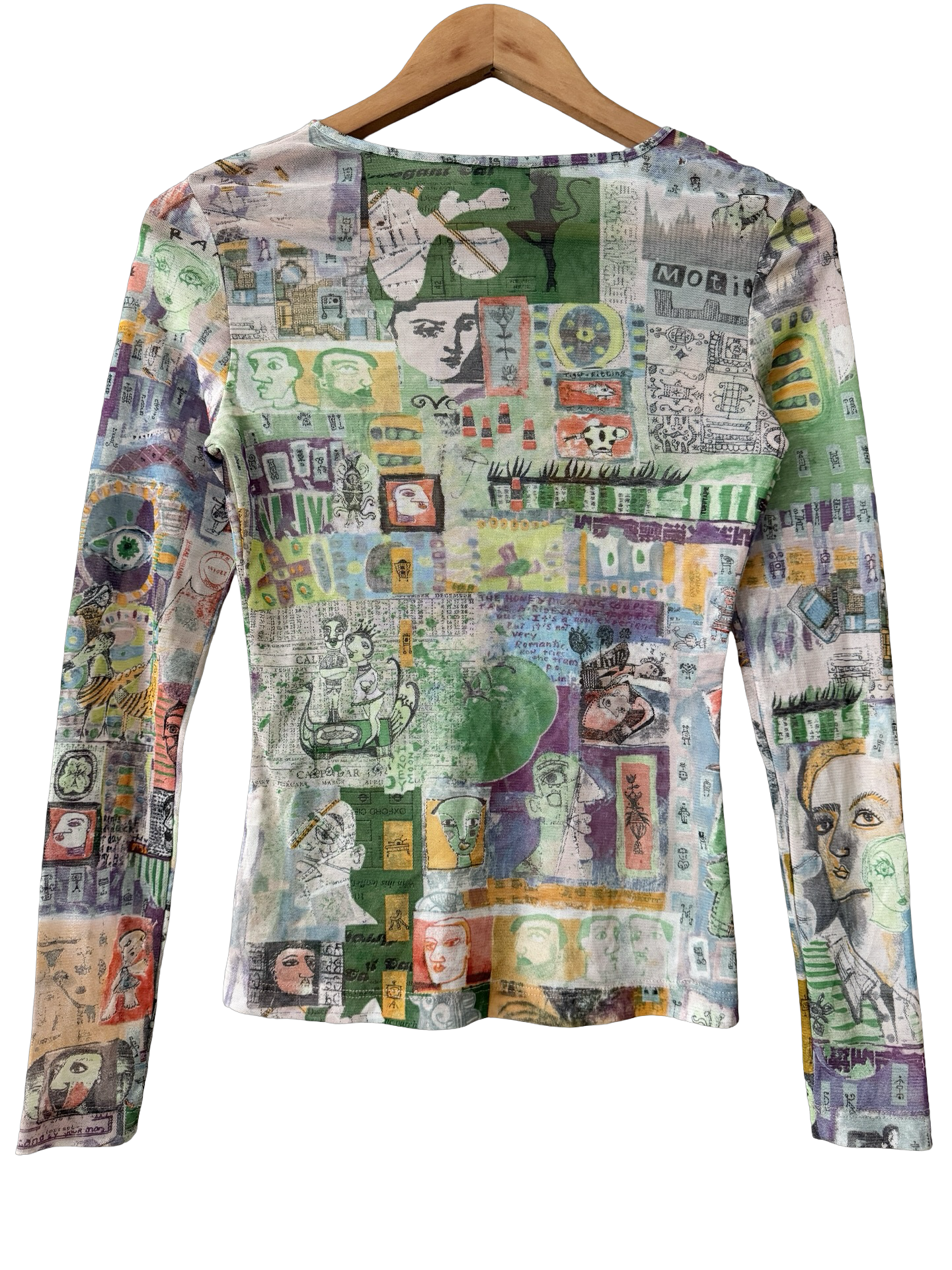 Vintage Y2K French Art School Mesh Long Sleeve (M)