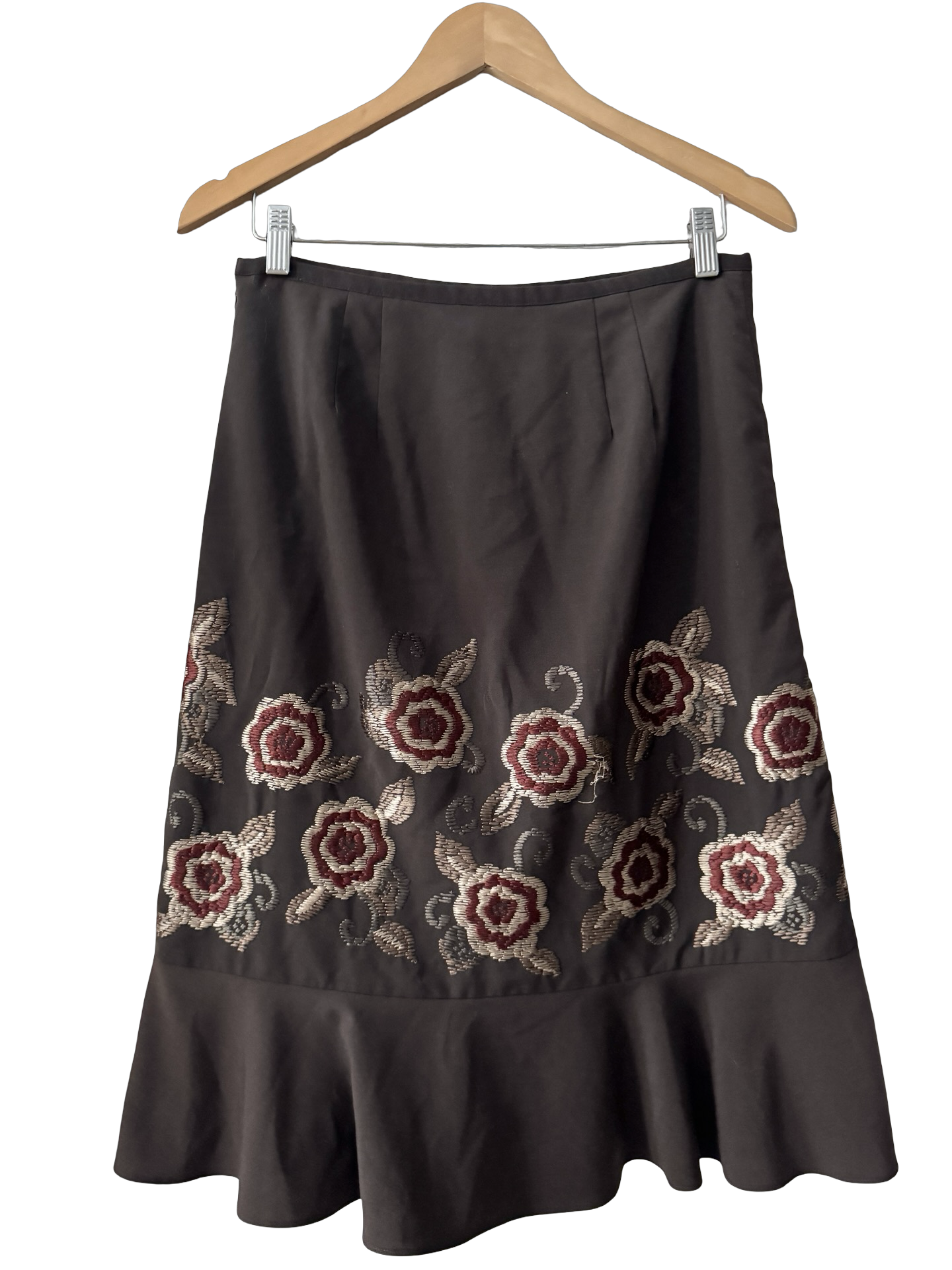Vintage Y2K Chocolate Rose Midi Skirt (S-M)