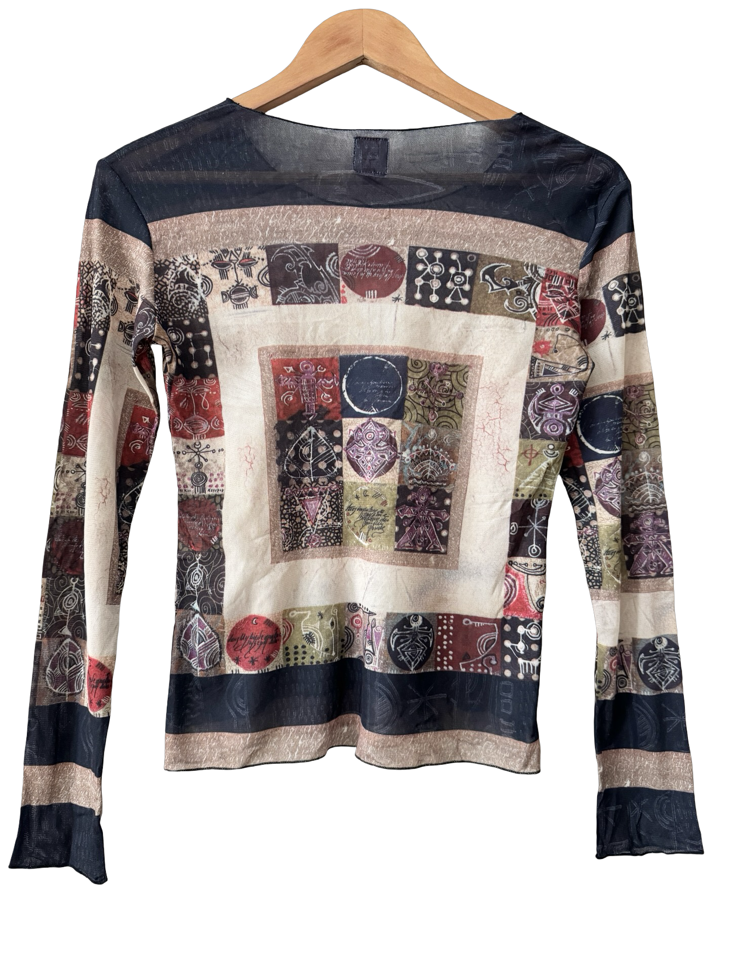 Vintage 90s French Art Gallery Patchwork Mesh Top (M)