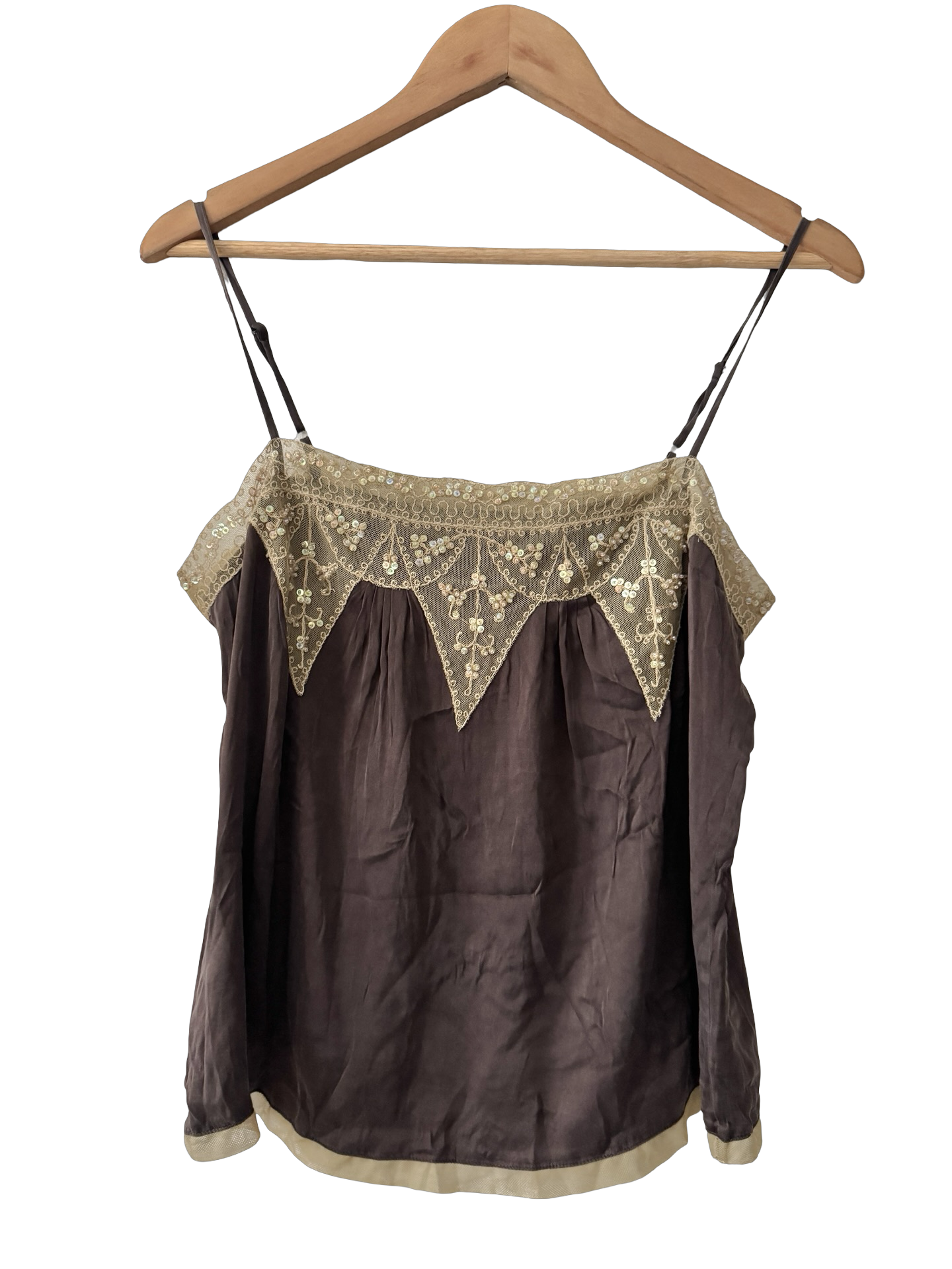 Vintage Y2K Golden Deco Silk Babydoll Cami (L)