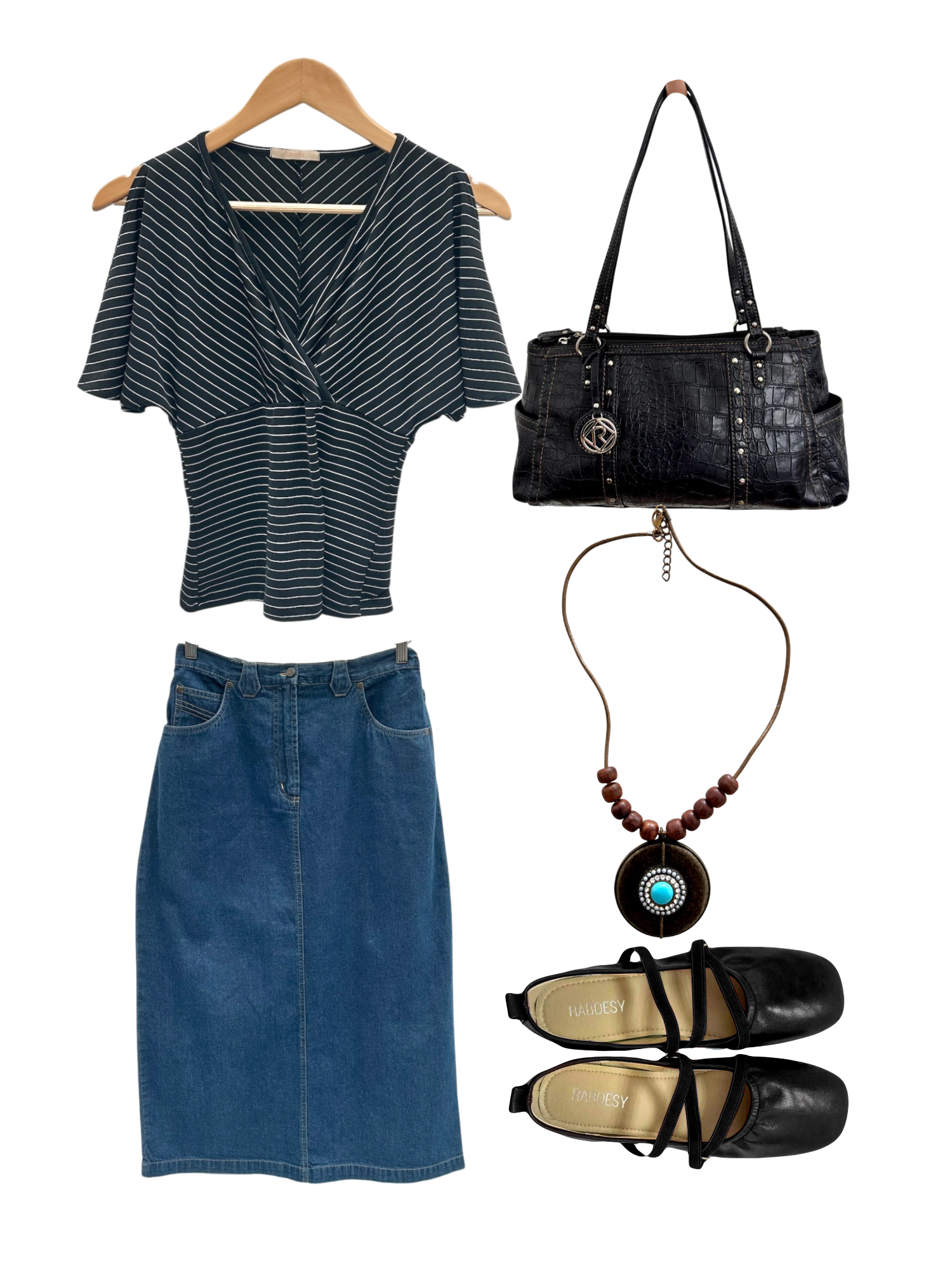 Vintage 90s Striped Flutter Sleeve Knit (S)