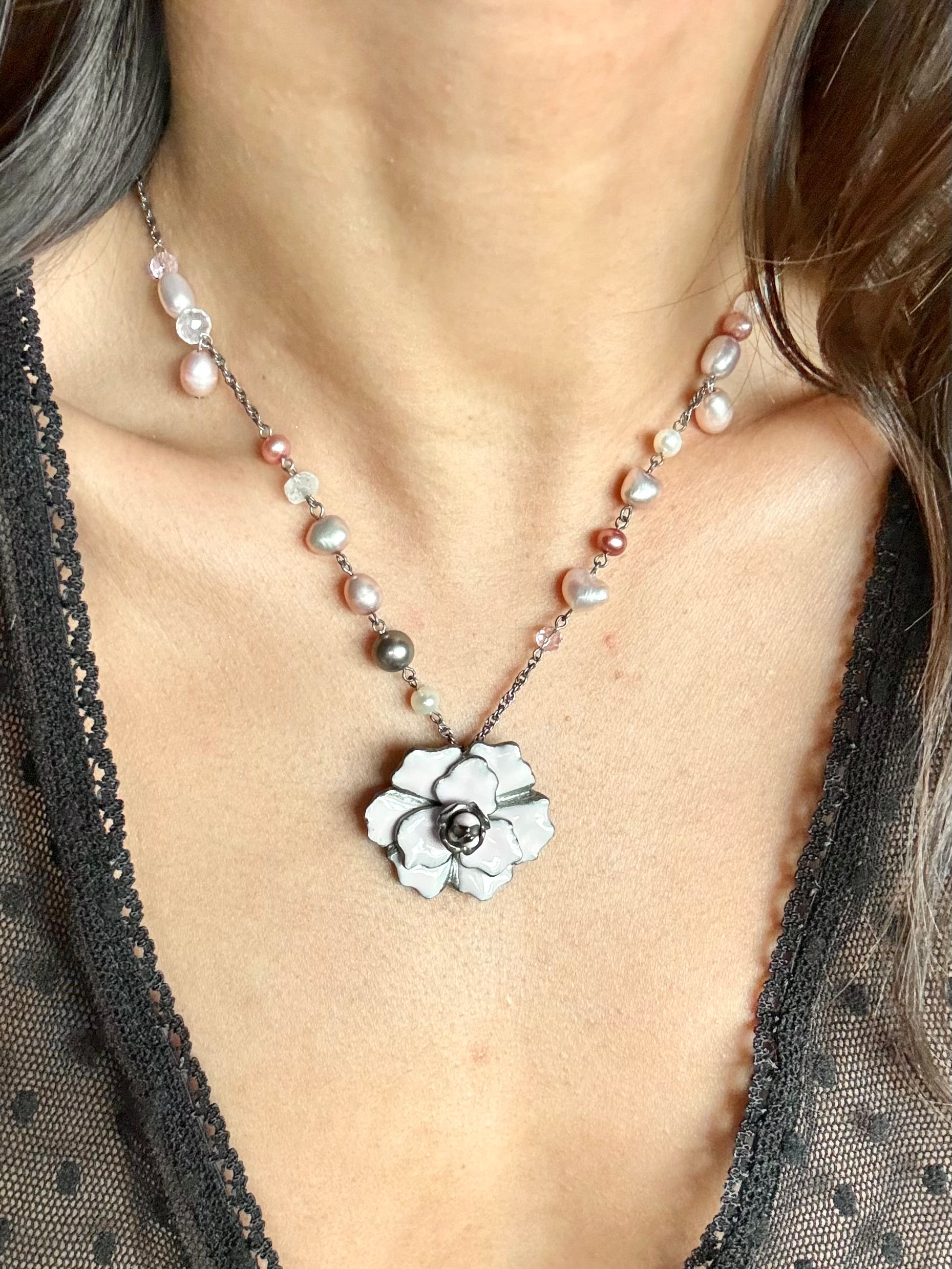 Dainty Rose Beaded Necklace