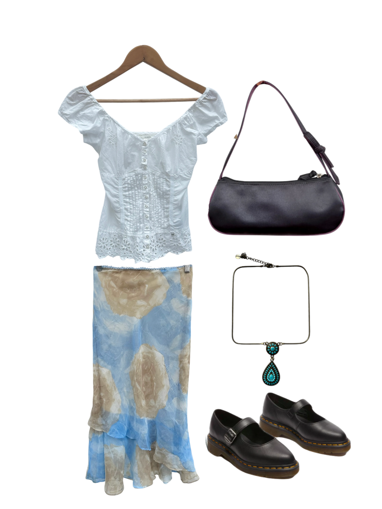 Vintage 90s Dreamy Floral Cloud Midi Skirt (S/M)
