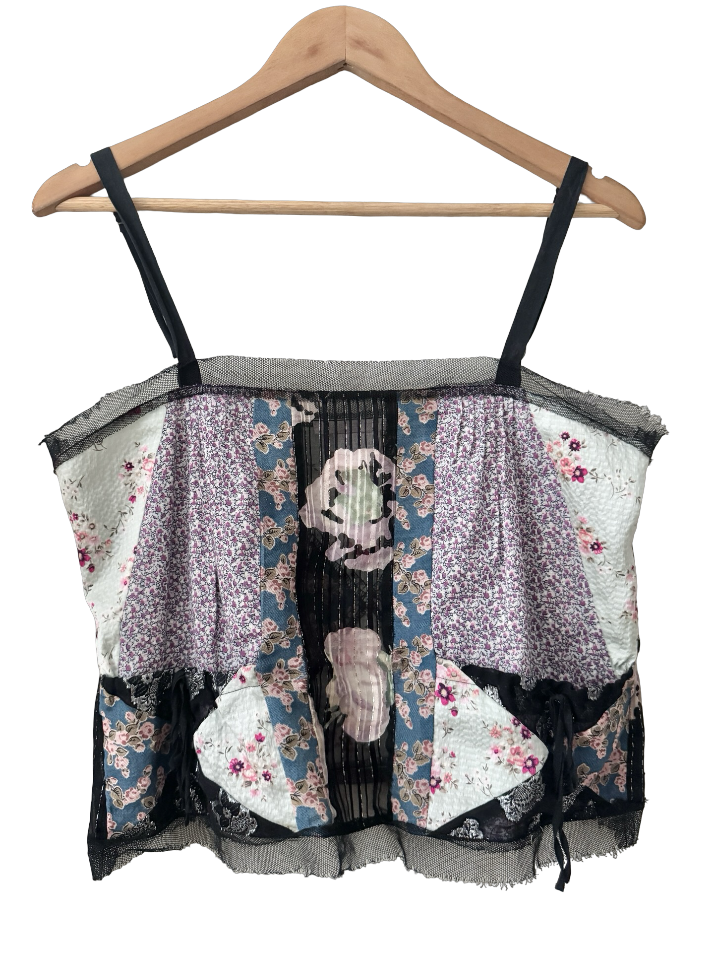 Vintage Y2K Silk Patchwork Treasure Top (S/M)