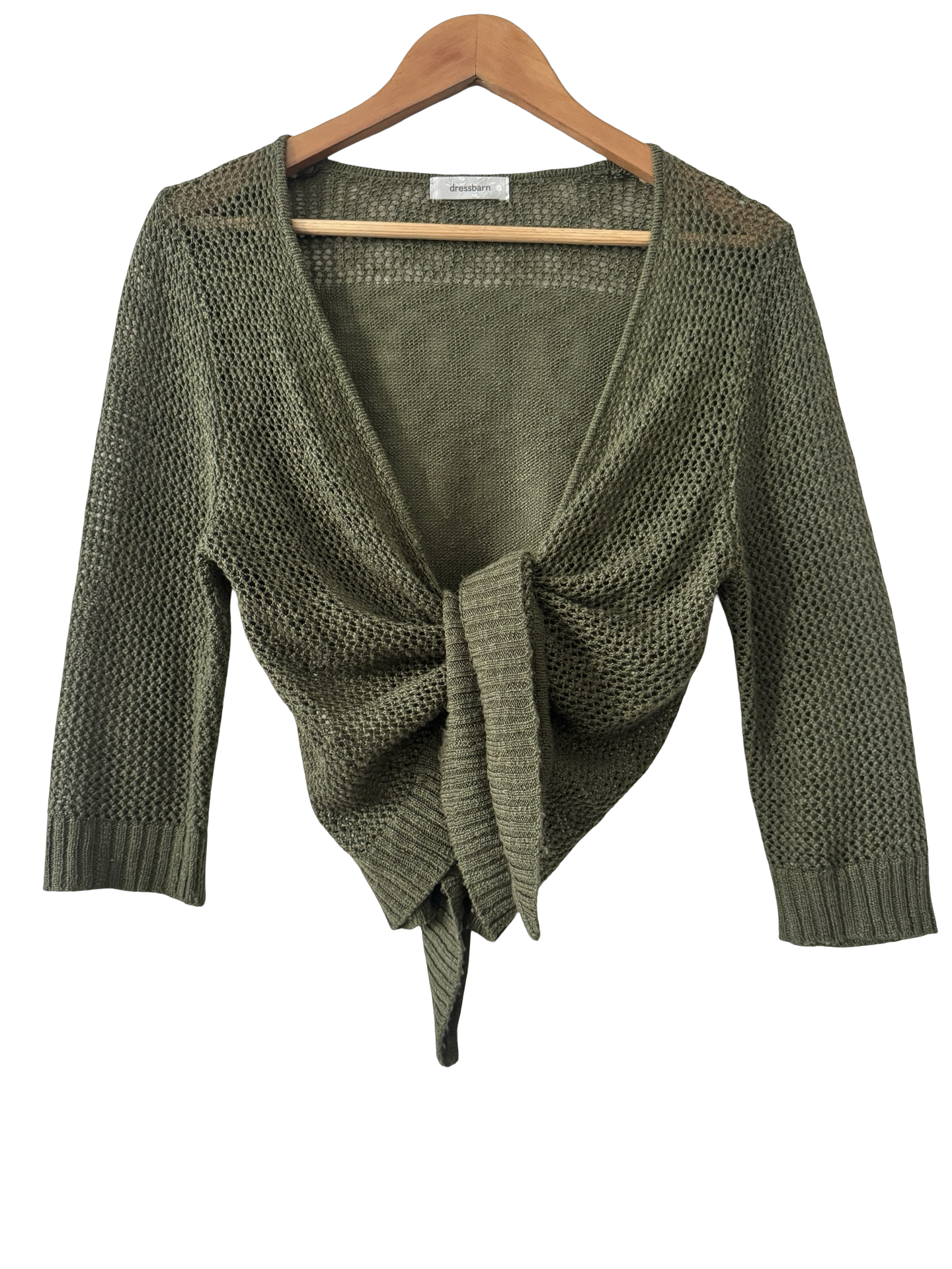 Vintage Y2K Olive Poet Mesh Tie Front Knit (M)