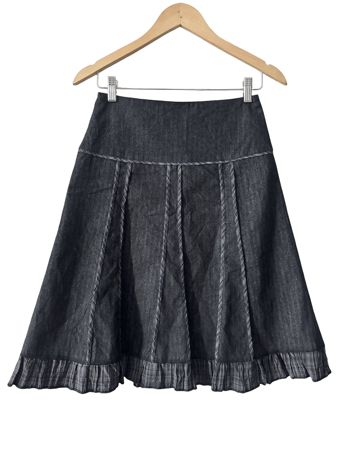 Vintage Y2K Stormy Grey Pleated Ruffle Skirt (XS)