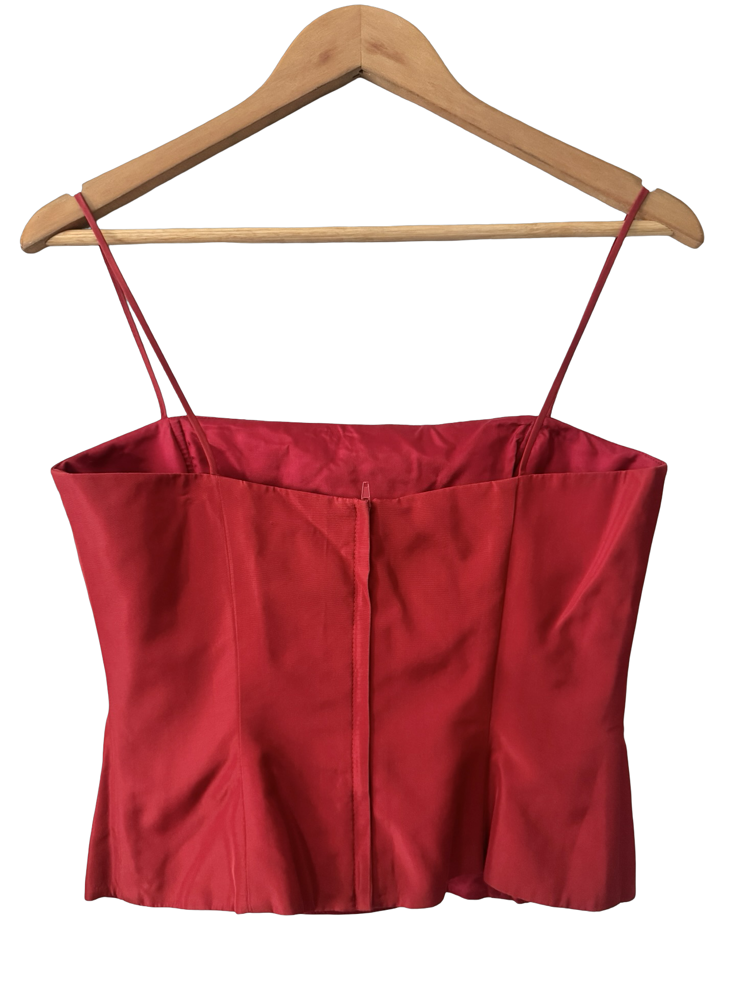 Vintage 90s Crimson Beaded Satin Bustier Cami (S)